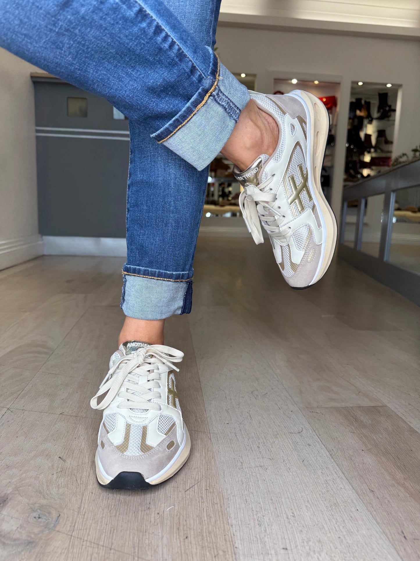 Another Trend - Cream & Beige Mix Sporty Sole Trainer