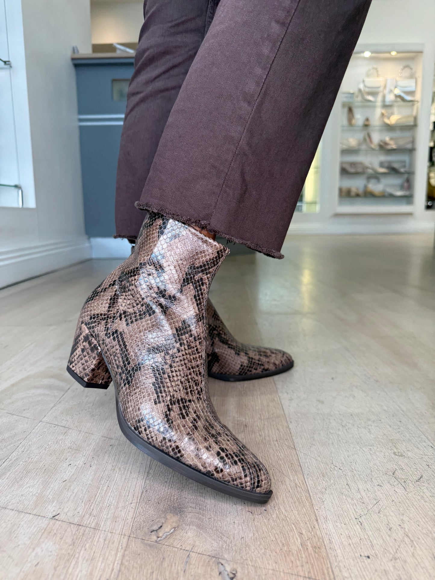 Unisa - Brown Mix Snake Print Western Style Boot