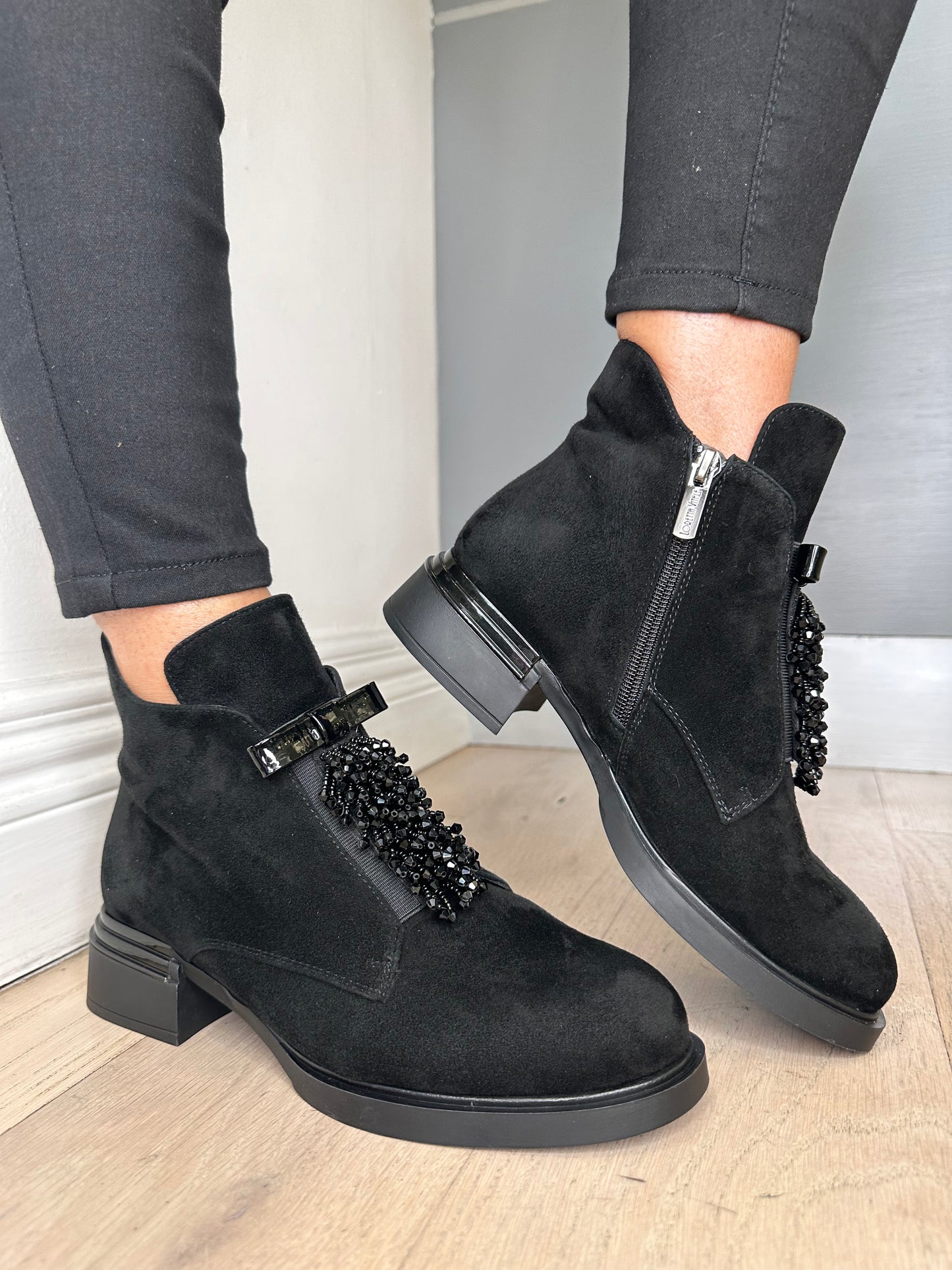 Loretta Vitale - Black Suede Chelsea Style Boot With A Tassel Trim