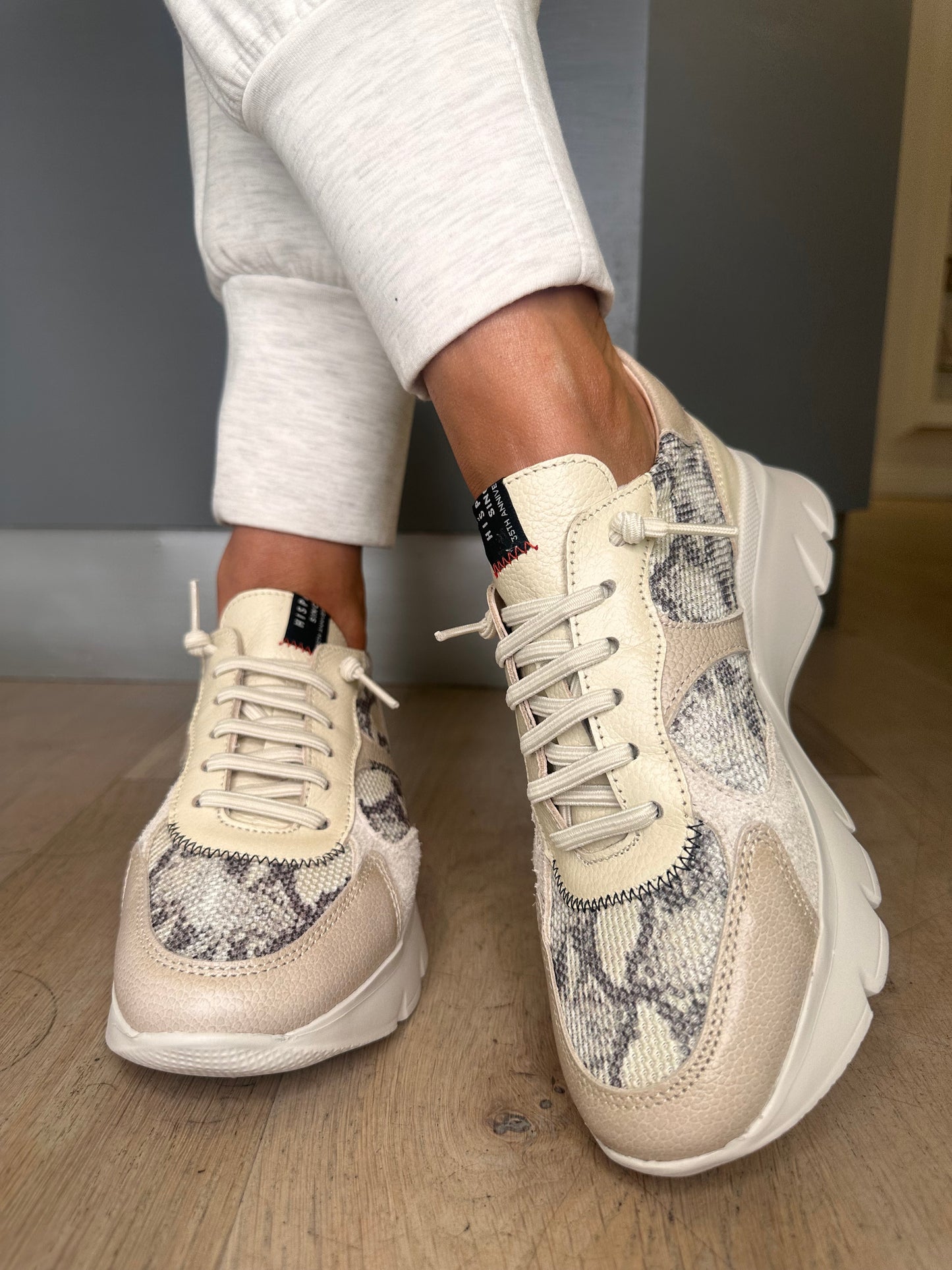 Hispanitas -Python Print Cream Mix Pull On Trainer