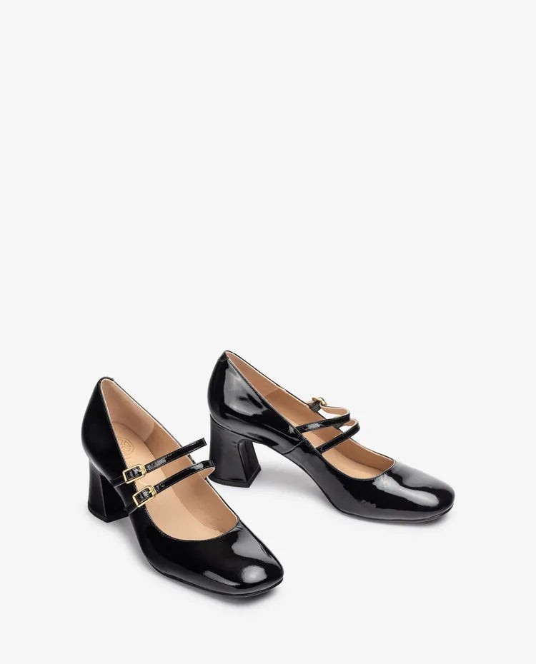 Unisa -  Black Patent Mary Jane Shoe With Double Strap