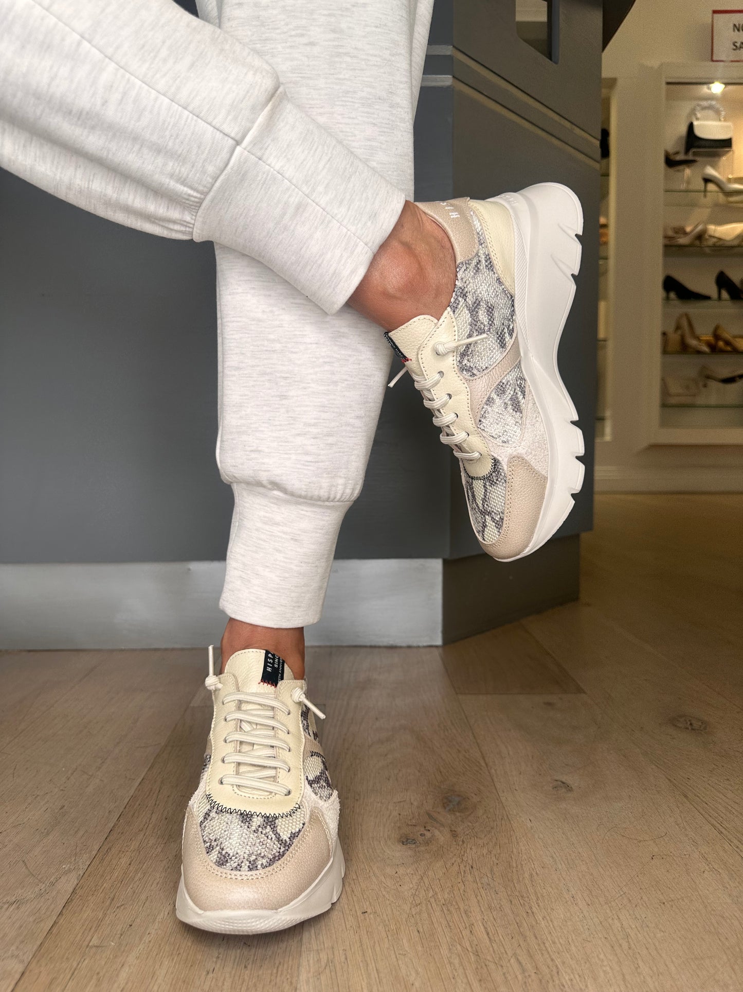 Hispanitas -Python Print Cream Mix Pull On Trainer