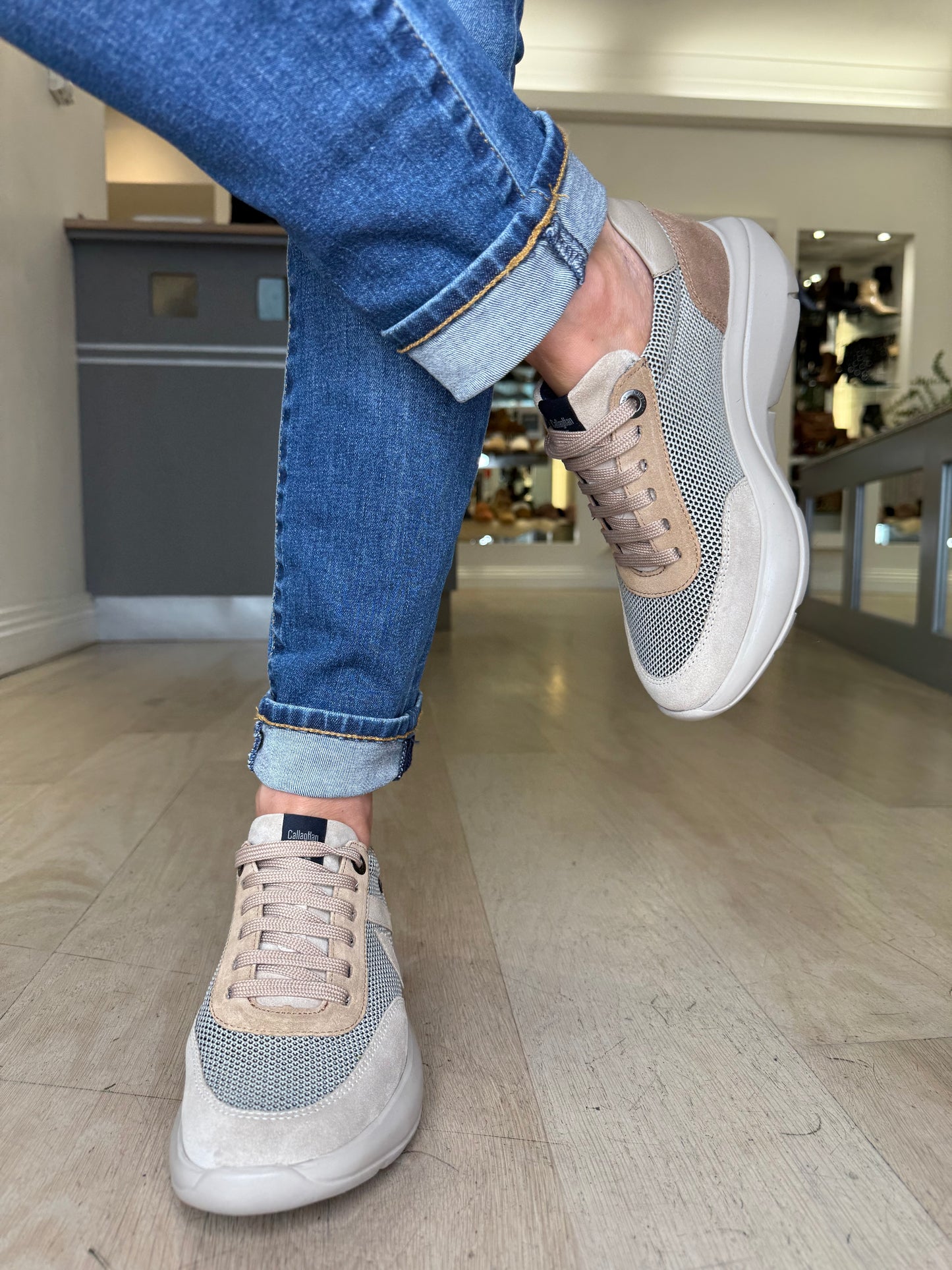 Callaghan - Soft Brown/ Beige Suede Chunky Sole Trainer