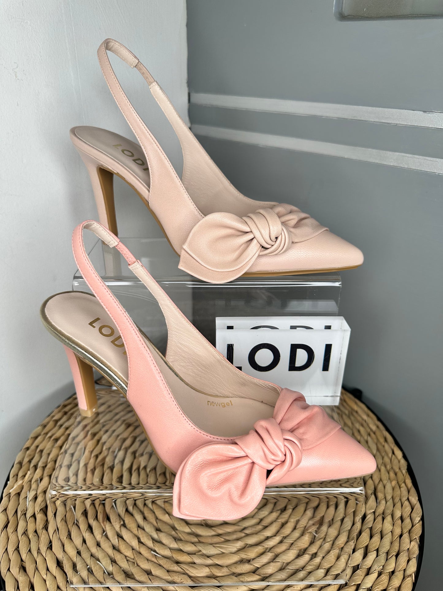 Lodi -Deep Blush Pink Nappa Leather Slingback Shoe With Knot Trim Detail