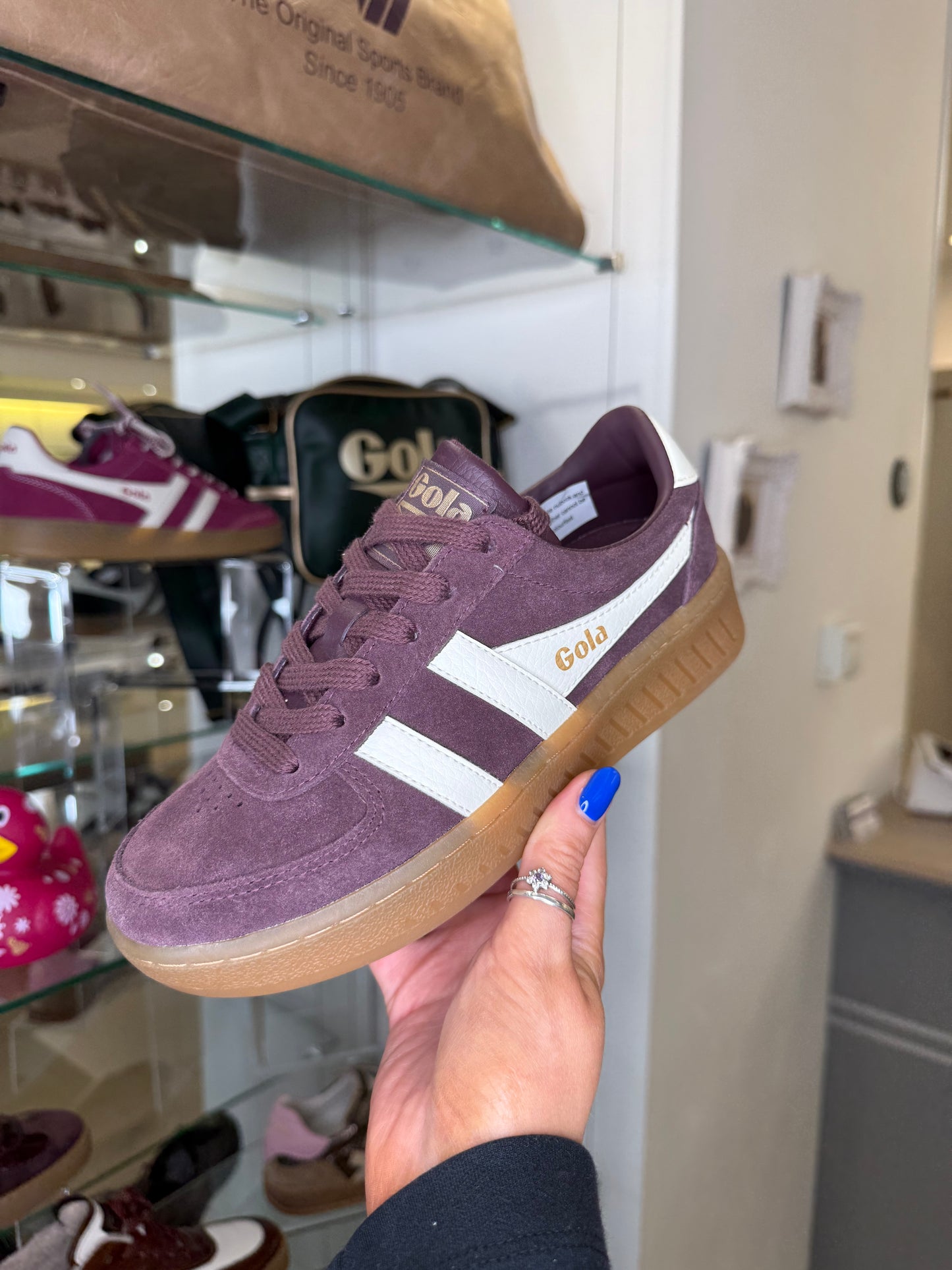 Gola - Grandslam Plum Suede Trainer With White Trim