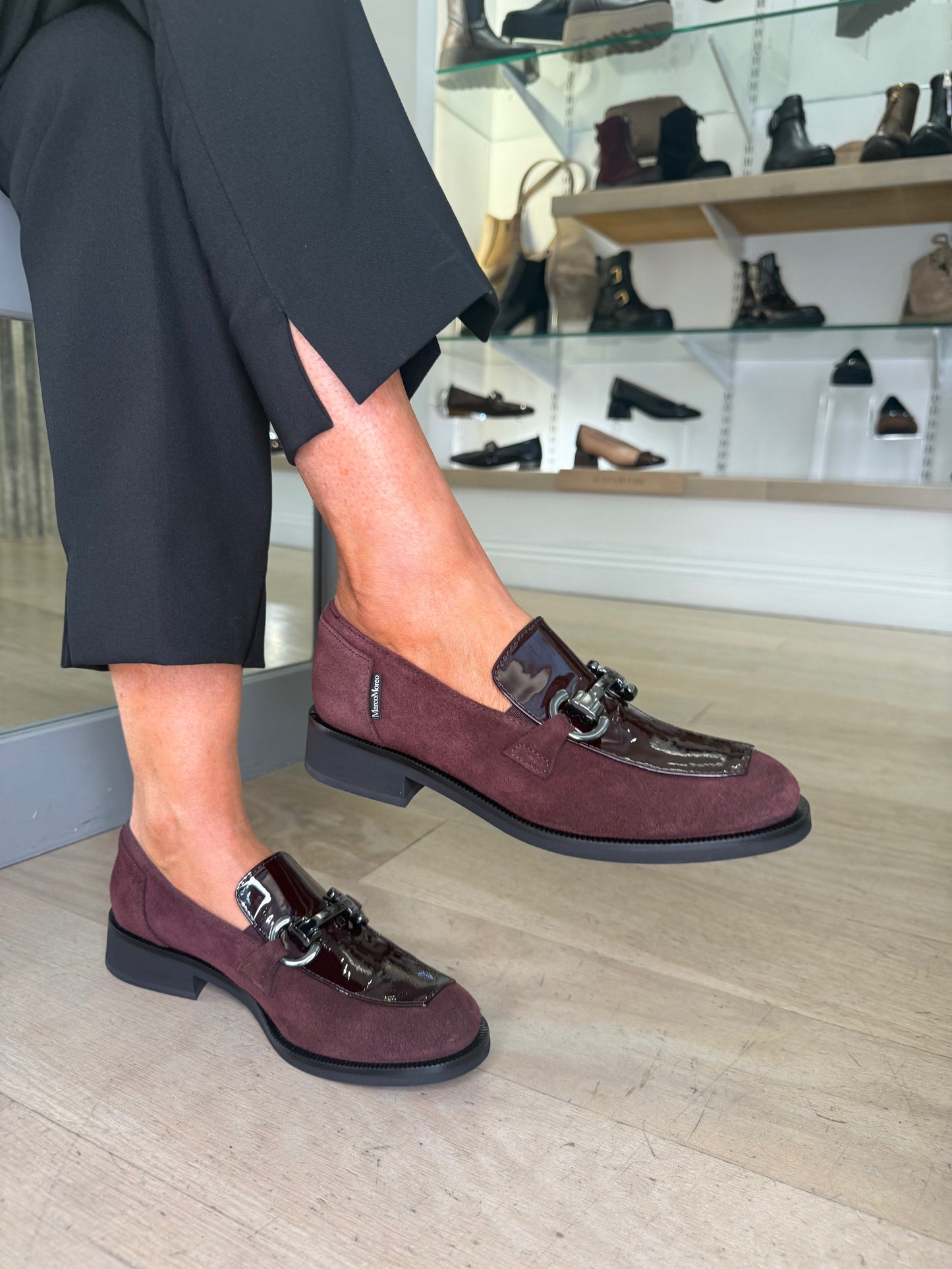 Marco Moreo - Rich Burgundy Suede & Black Patent Slip On Loafer