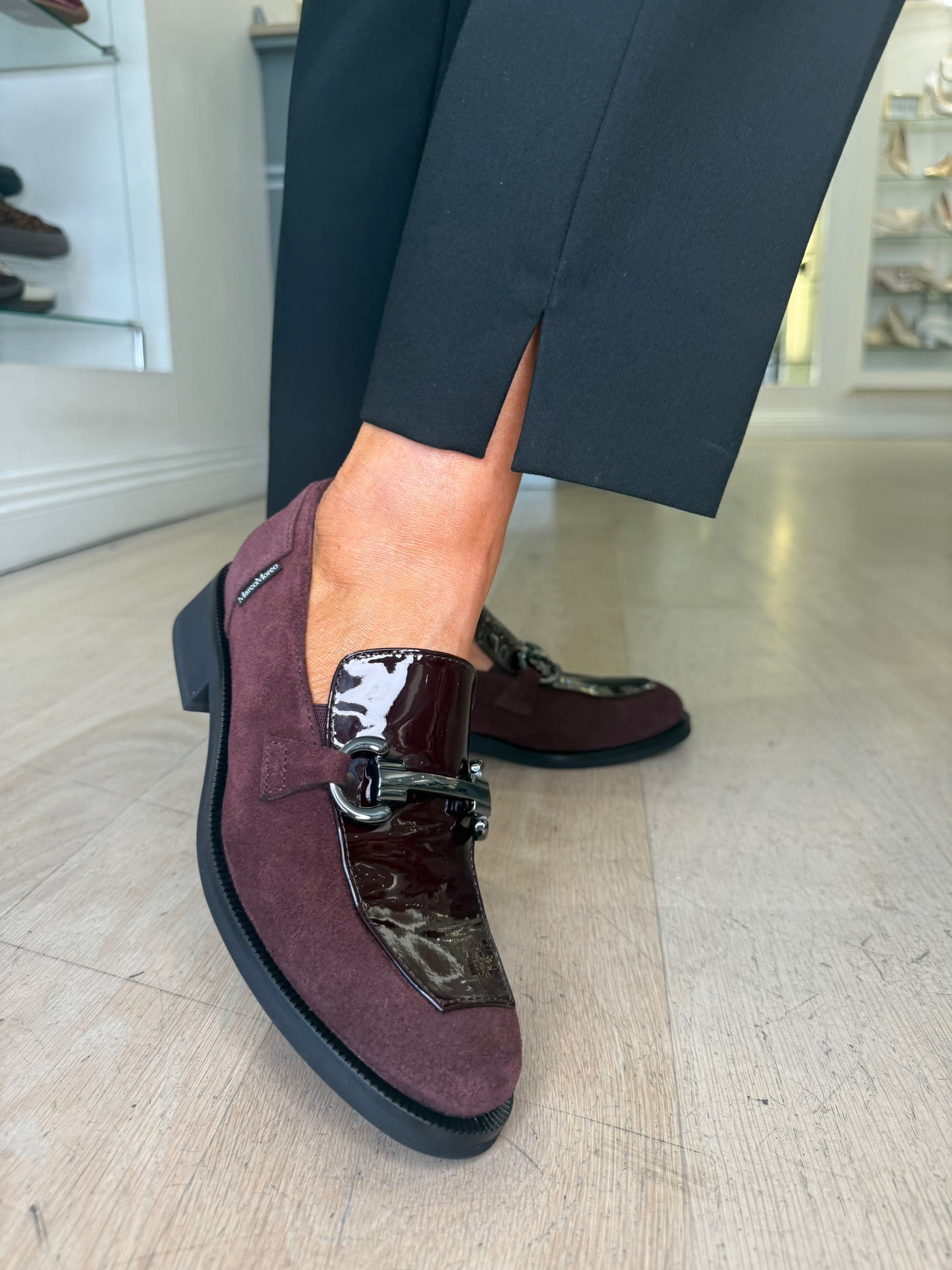Marco Moreo - Rich Burgundy Suede & Black Patent Slip On Loafer