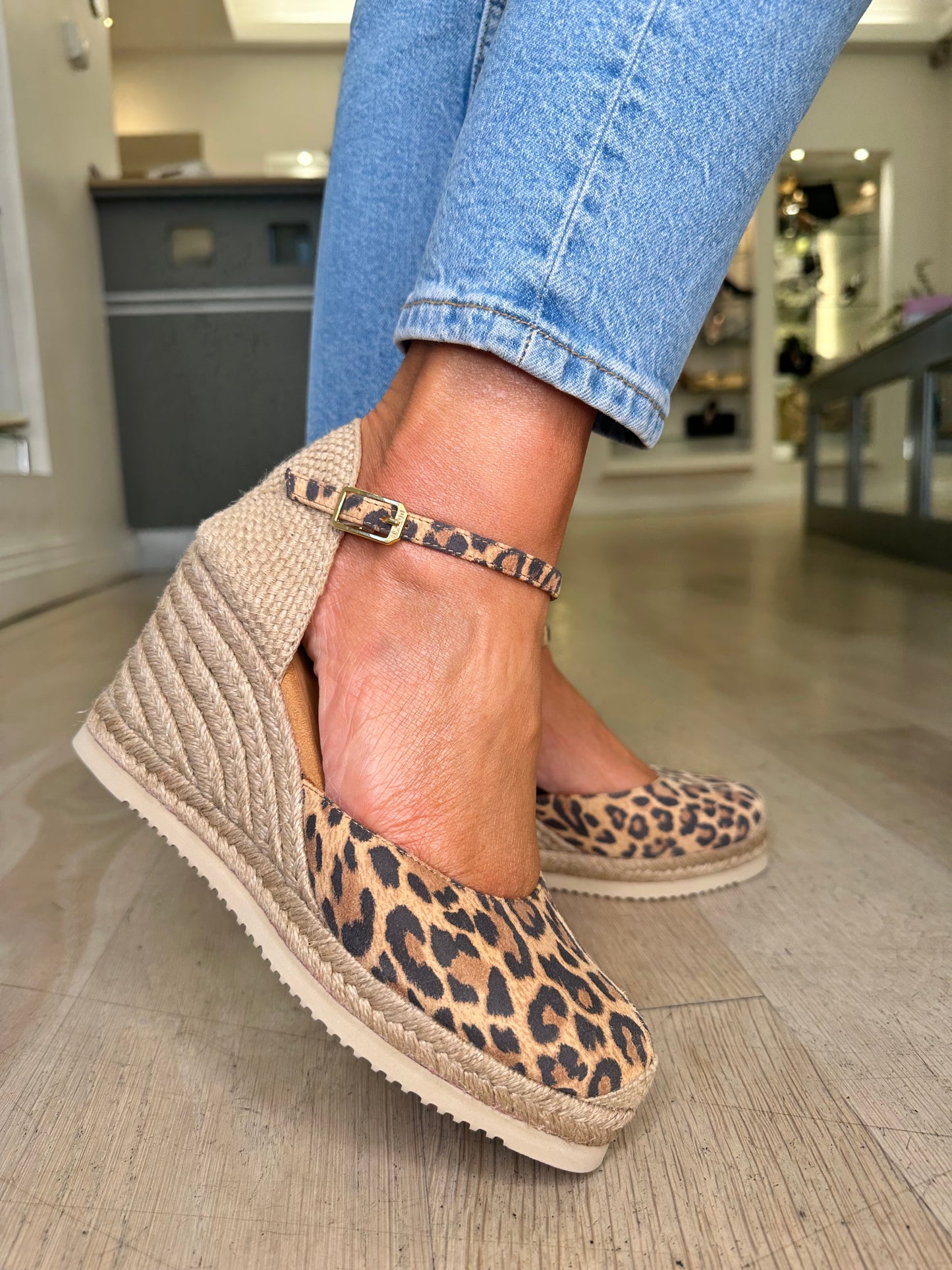 Unisa - Leopard Print Suede Wedge