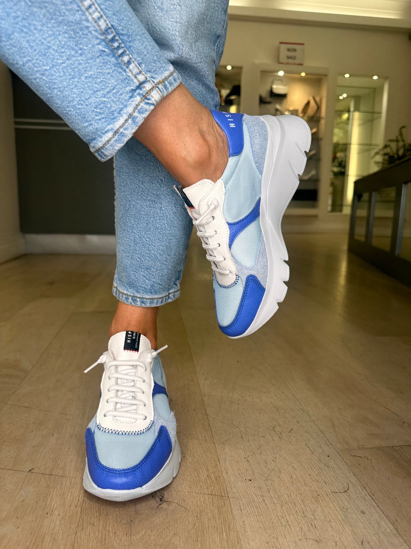 Hispanitas -Blue & White Mix Pull On Mesh Trainer