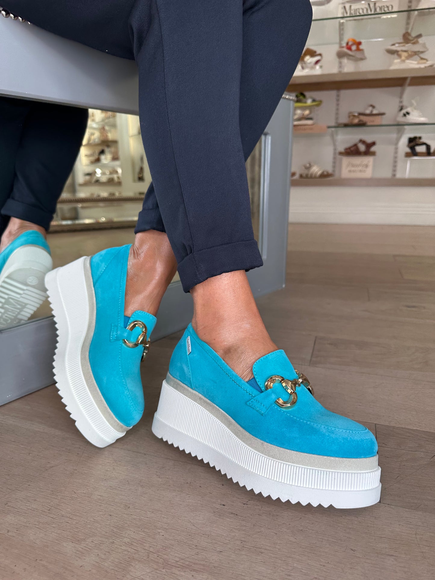 Marco Moreo - Turquoise Suede Chunky Slip On Shoe