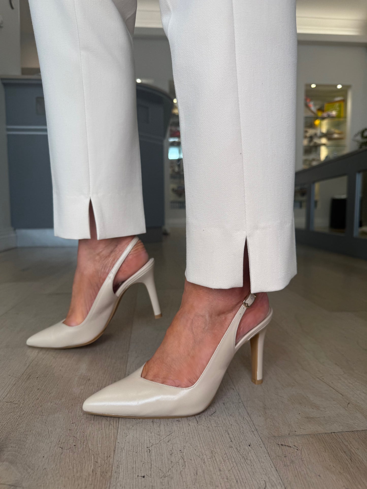 Lodi - Beige Pointy Toe Slingback Court Shoe