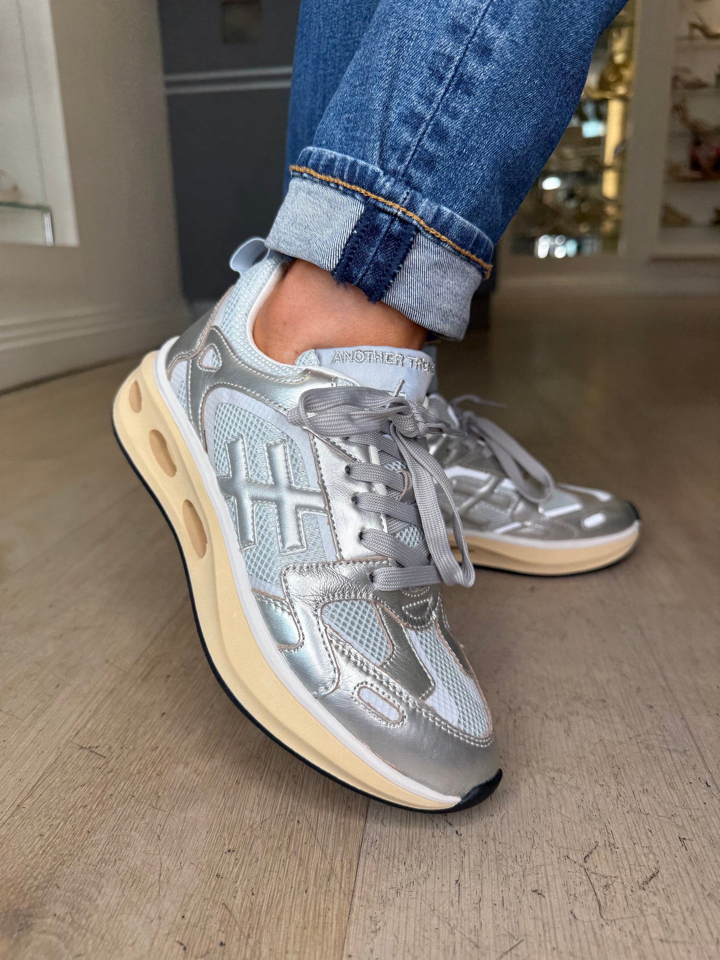 Another Trend - Metallic Silver Chunky Trainer