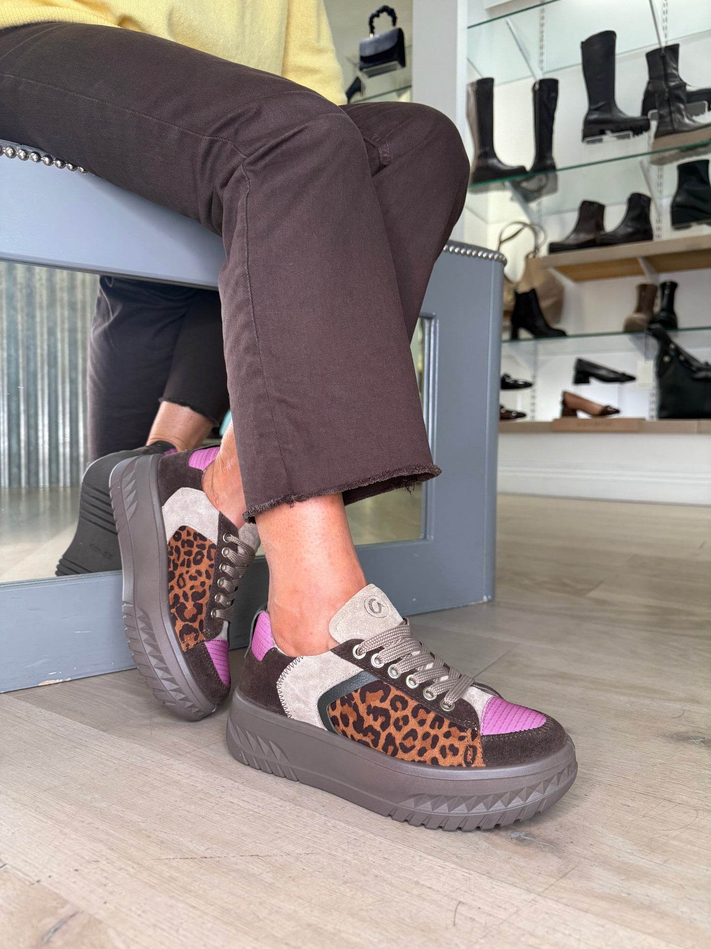 Ara - Monaco Multi Coloured Printed Lace Up Flatform Trainer