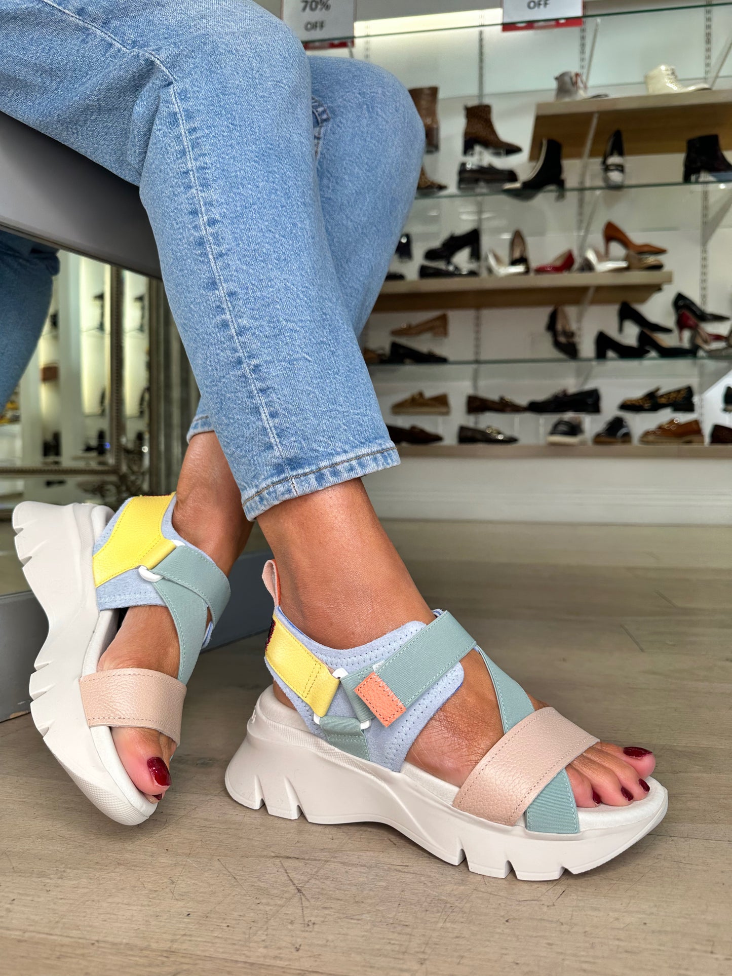 Hispanitas - Soft Multicoloured Chunky Sole Sandal With Velcro Strap