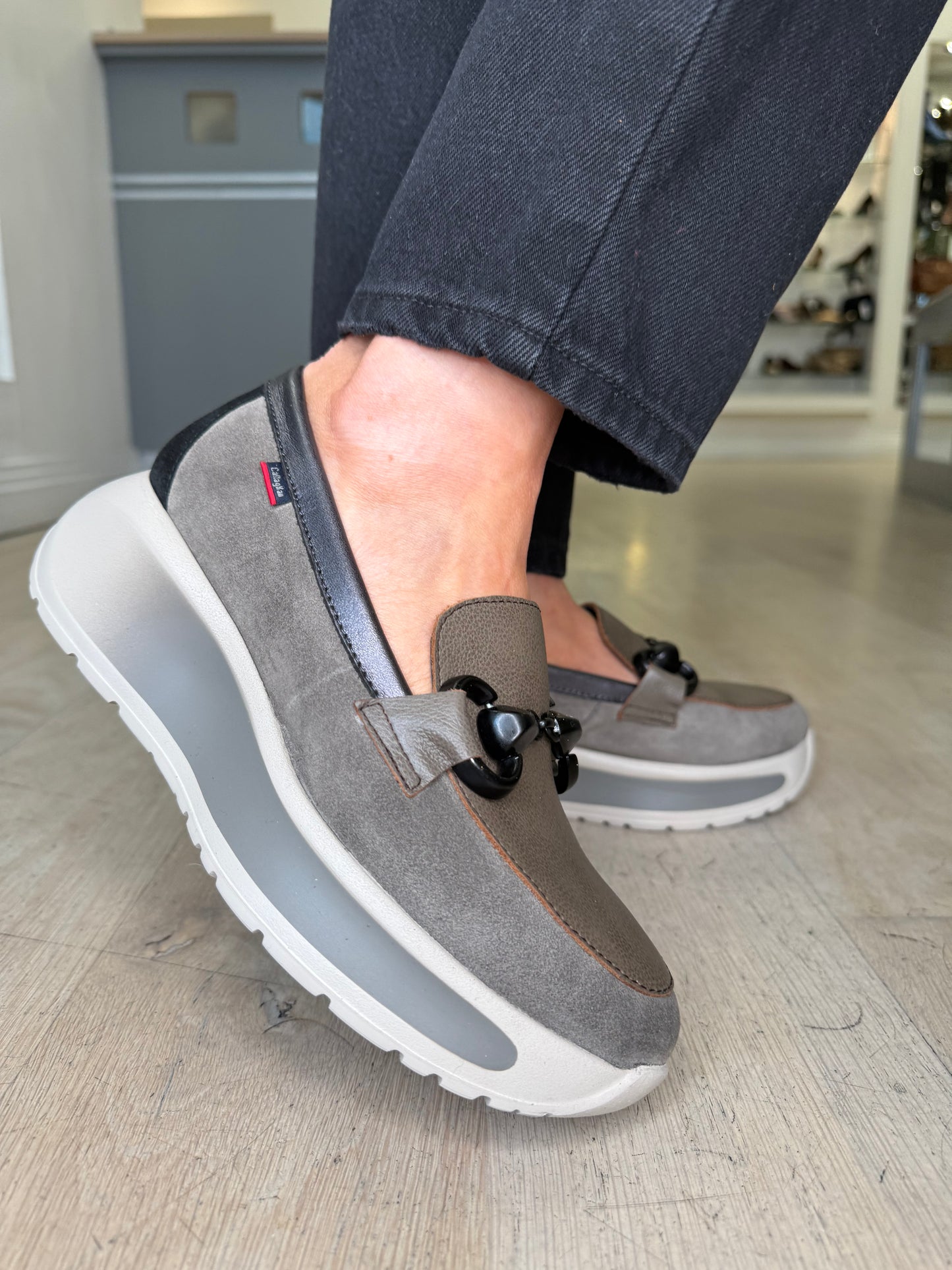 Callaghan - Soft Brown/ Taupe Mix Slip On Chunky Sole Shoe