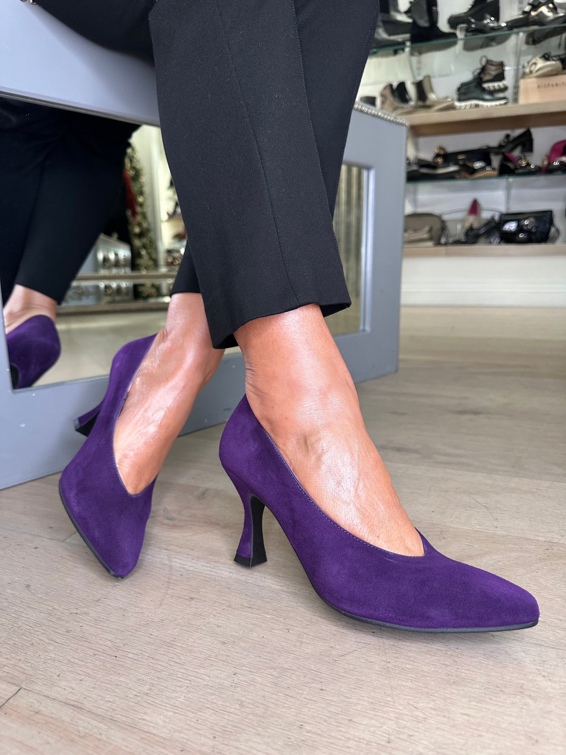 Marian Purple Suede Mid Heel Court Shoe Enzoshoesmonaghan