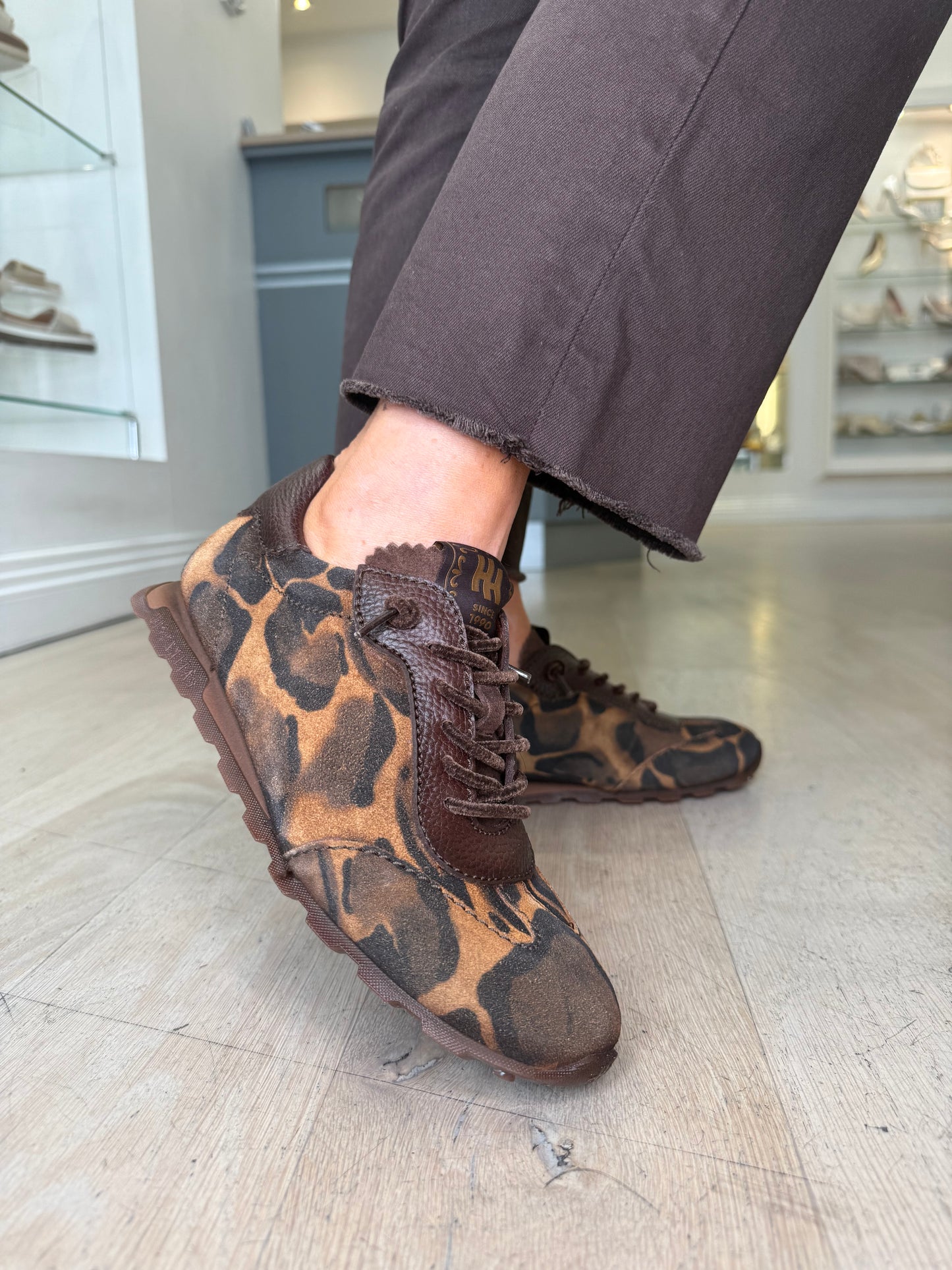 Hispanitas - Rich Leopard Print Trainer With Brown Leather Trim