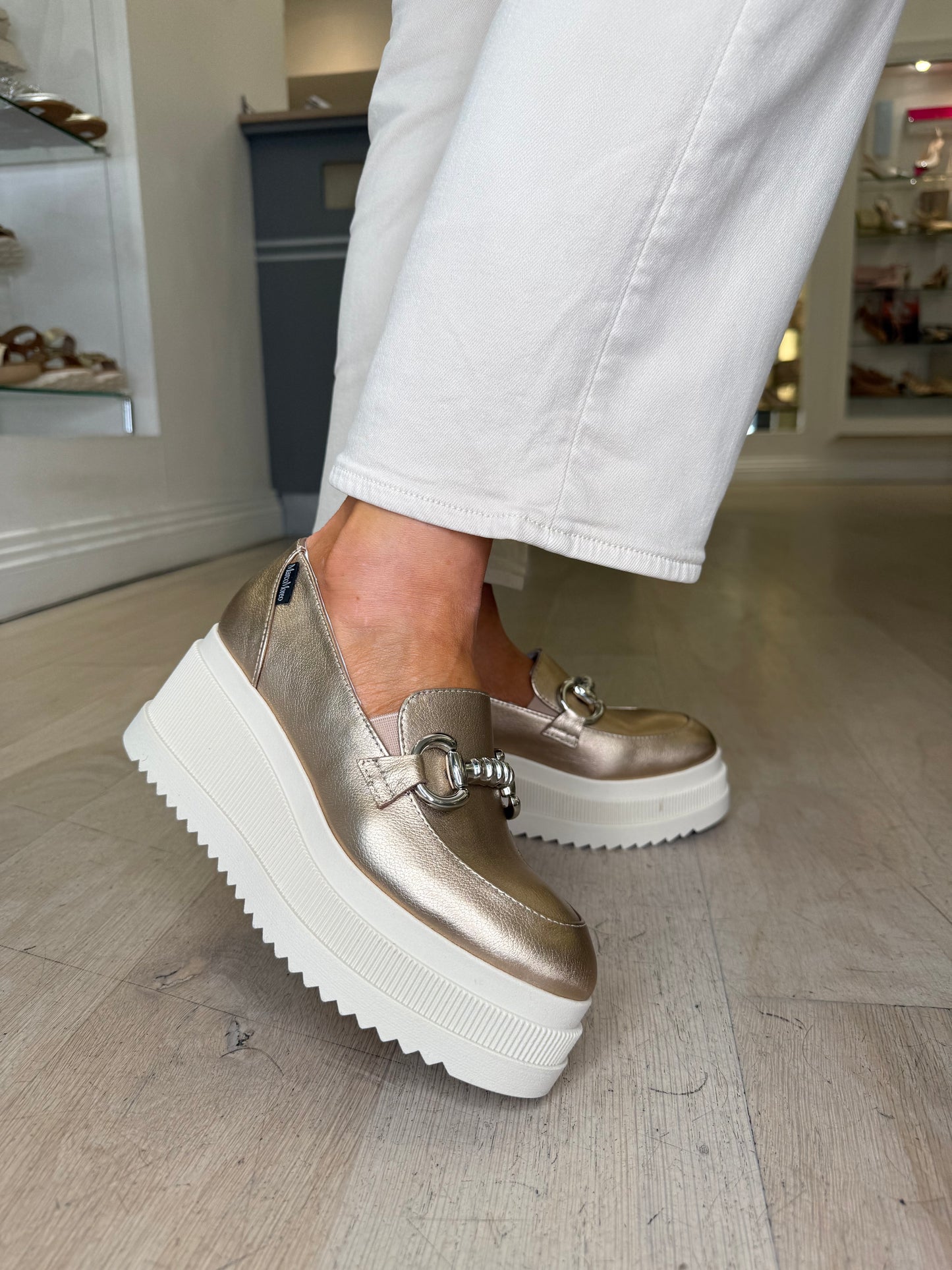 Marco Moreo - Ilaria Soft Bronze Metallic Chunky Sole Slip On Shoe With Silver Trim Detail
