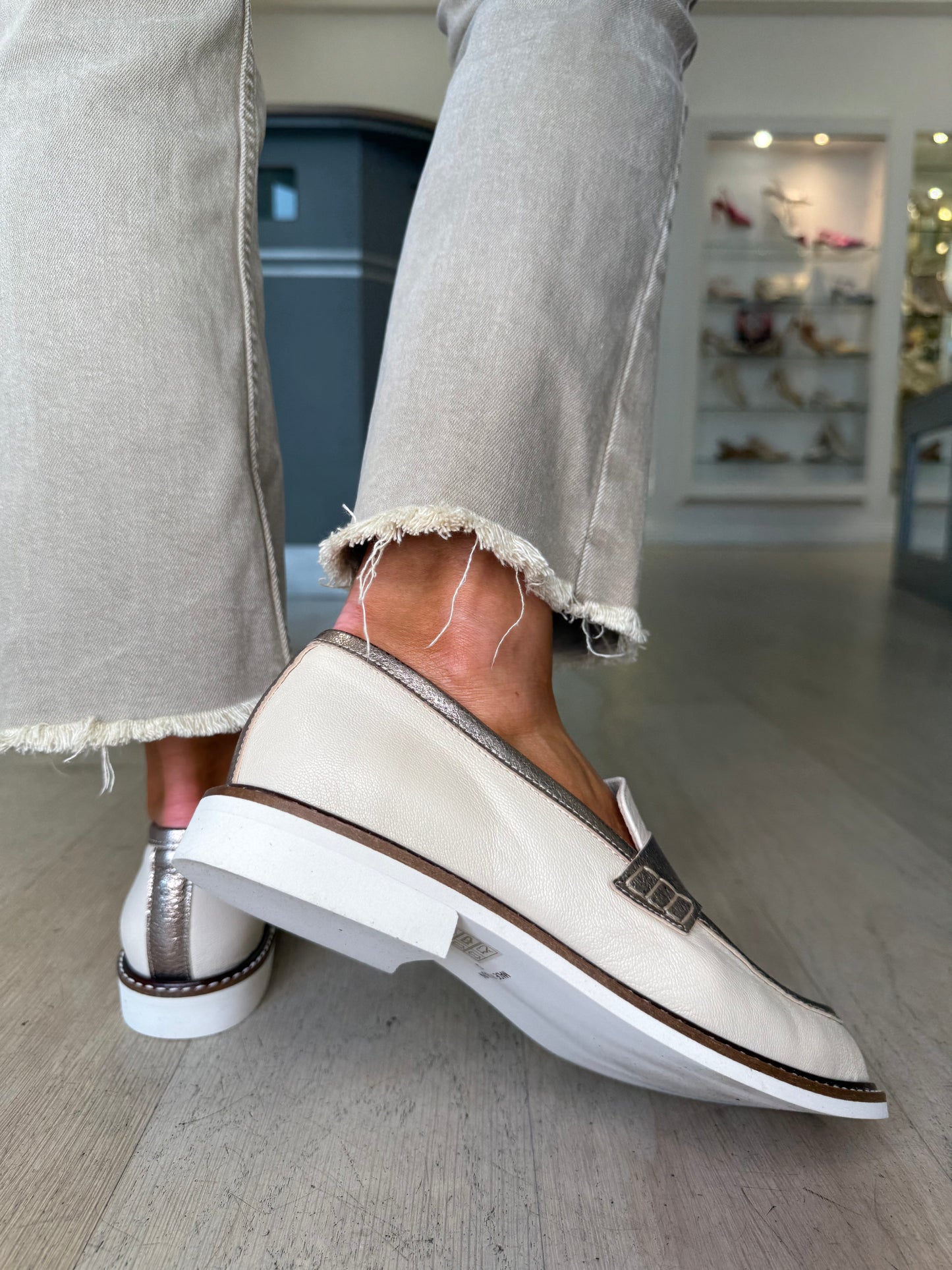 Marian - Rich Cream & Soft Bronze Trim Loafer