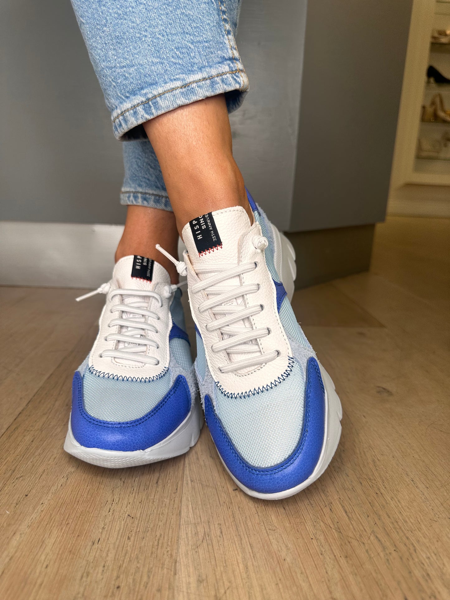 Hispanitas -Blue & White Mix Pull On Mesh Trainer