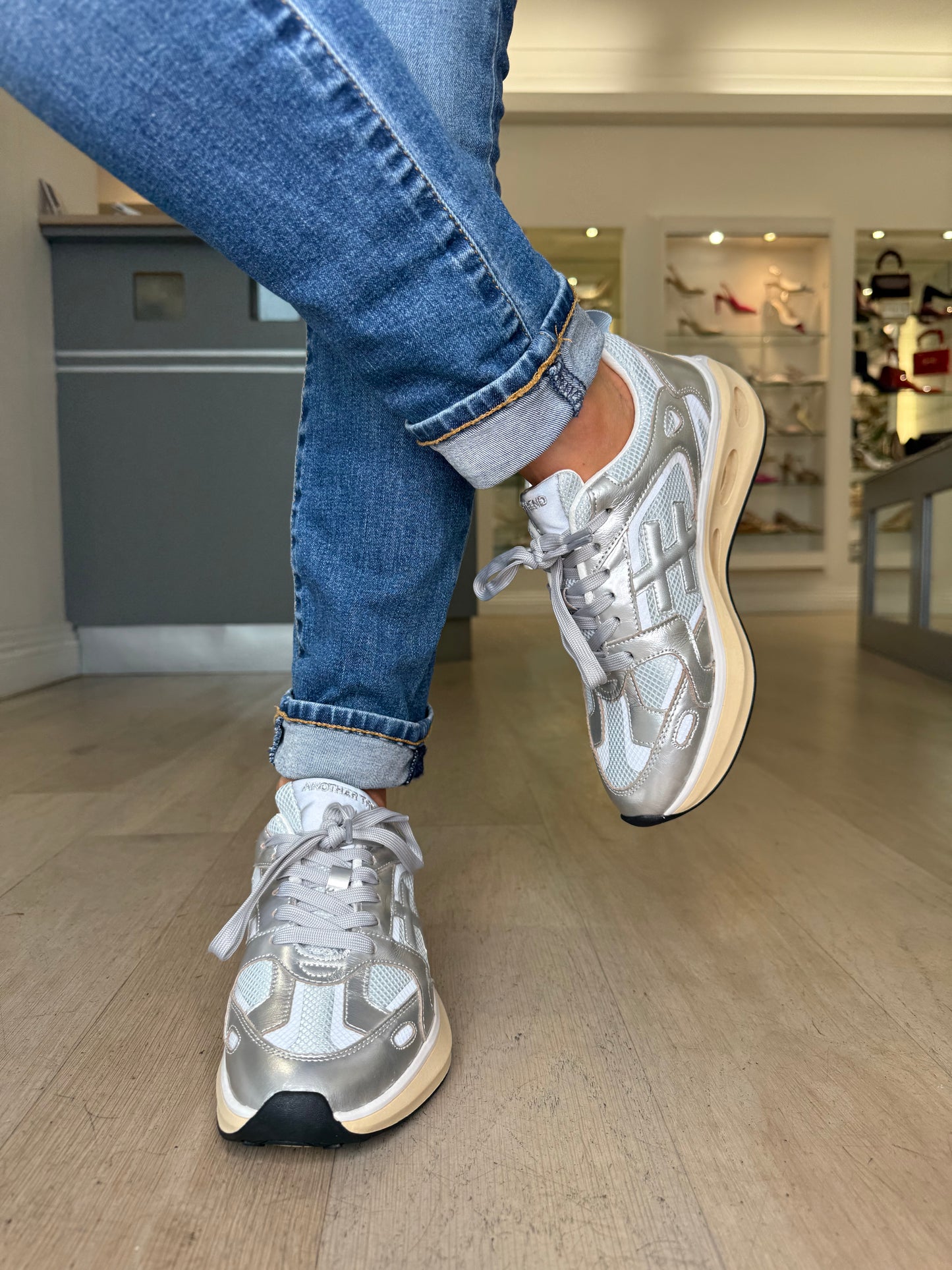 Another Trend - Metallic Silver Chunky Trainer