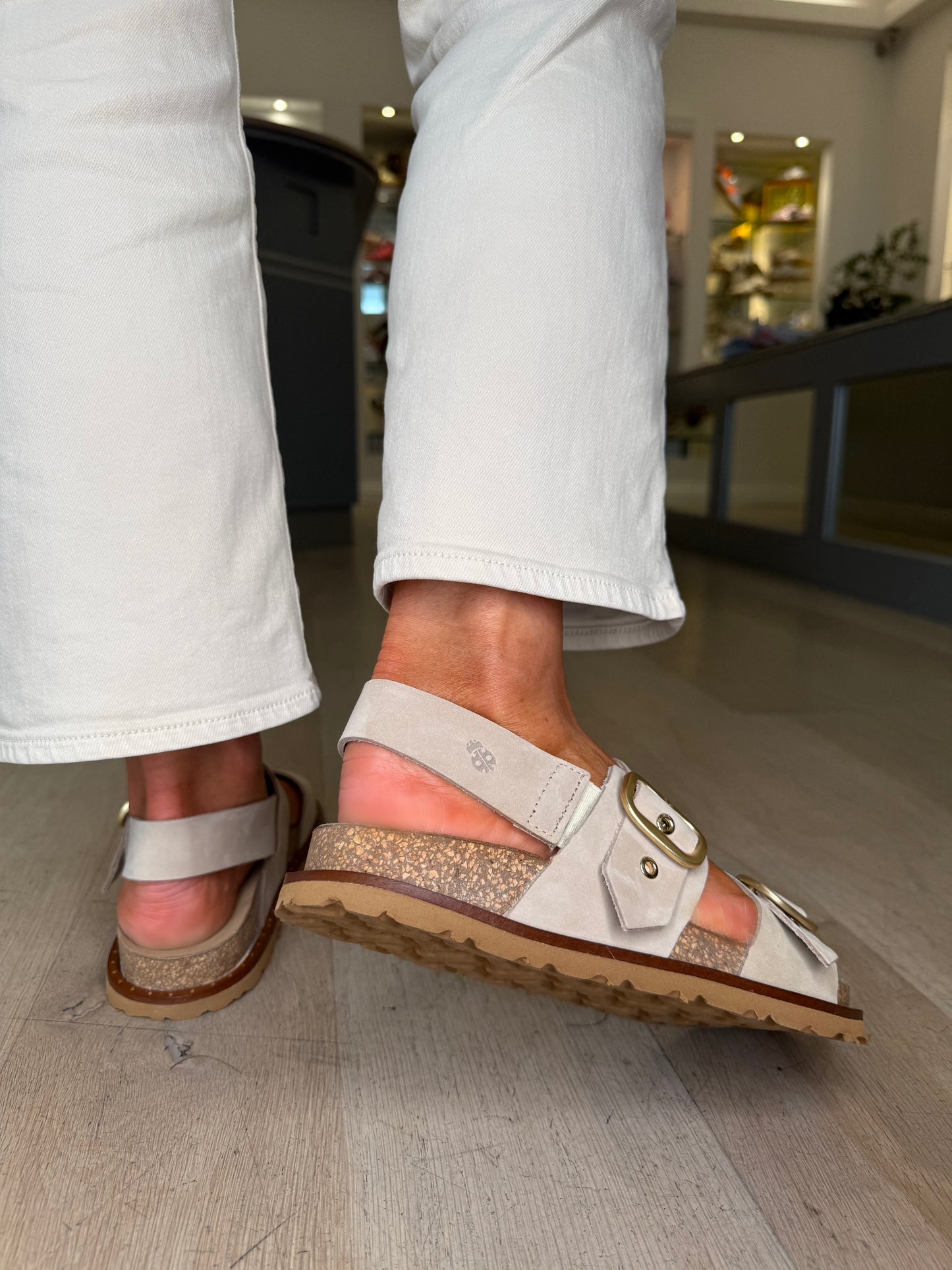 Yokono -Soft Sand Suede 2 Strap Sandal With Back Strap
