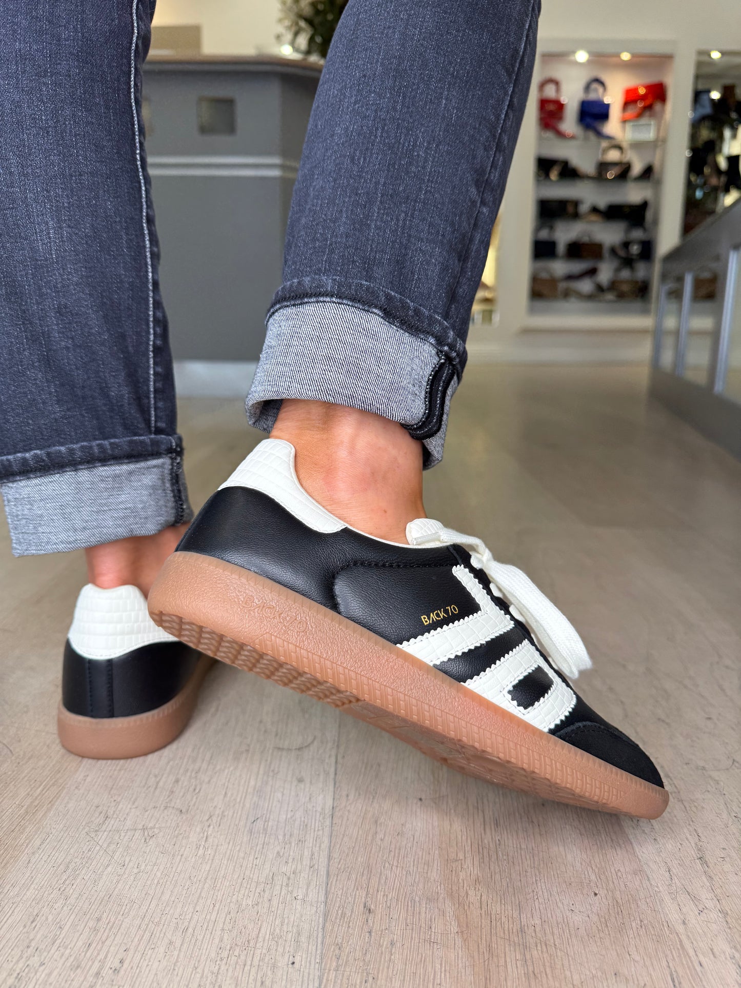 Back 70 - Cloud Black Suede & Leather mix Trainer