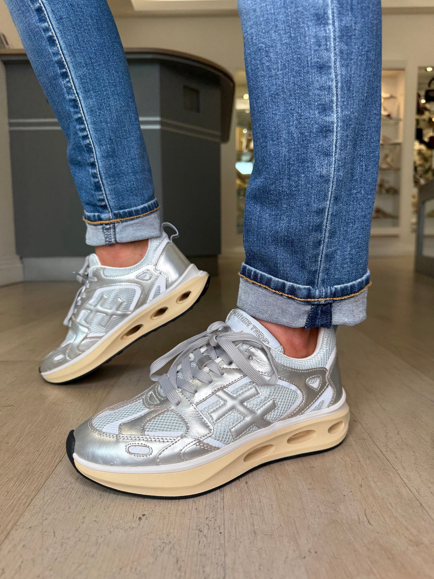 Another Trend - Metallic Silver Chunky Trainer