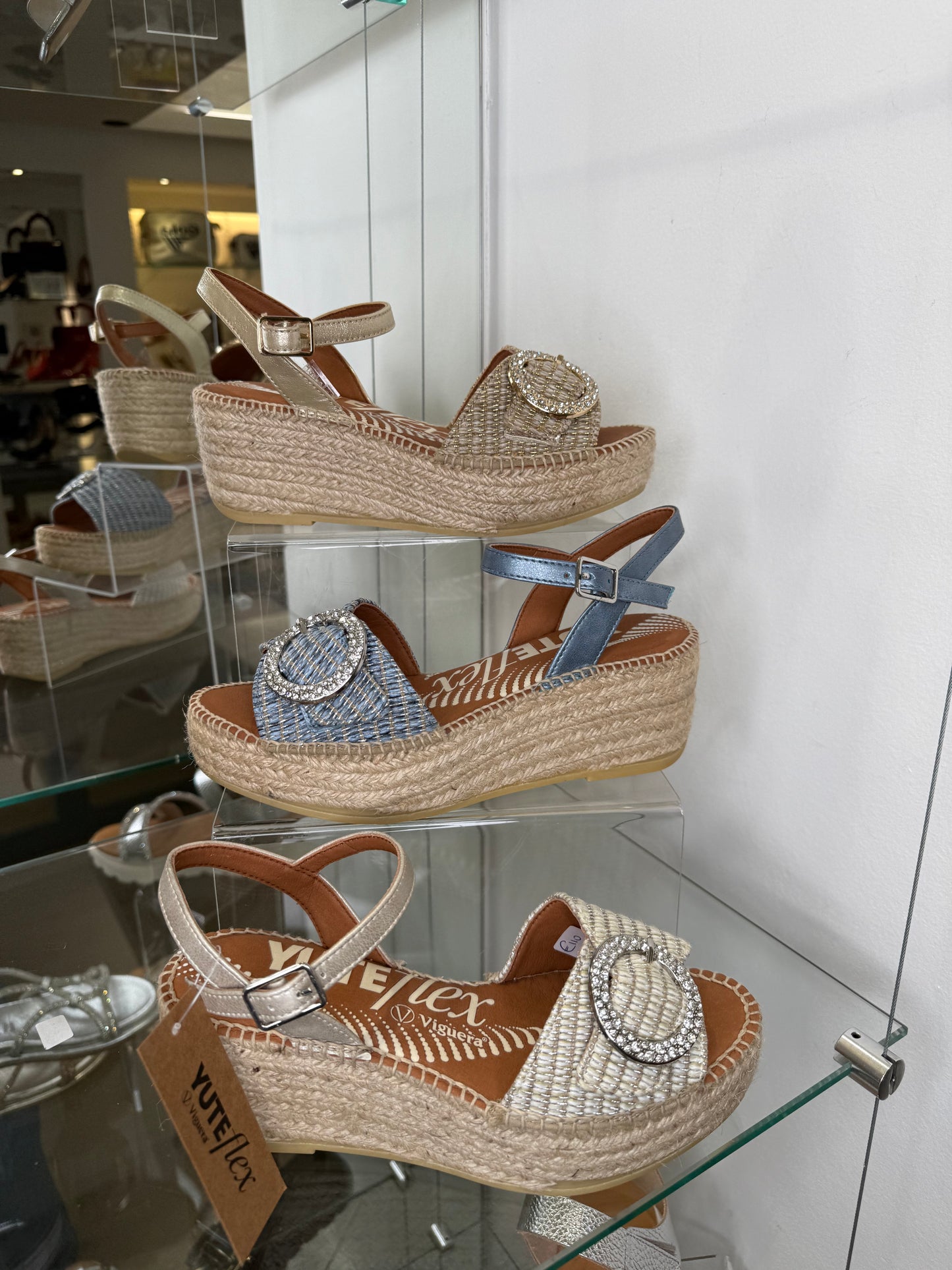 Viguera - Camello Espadrille Wedge With Diamante Buckle Trim