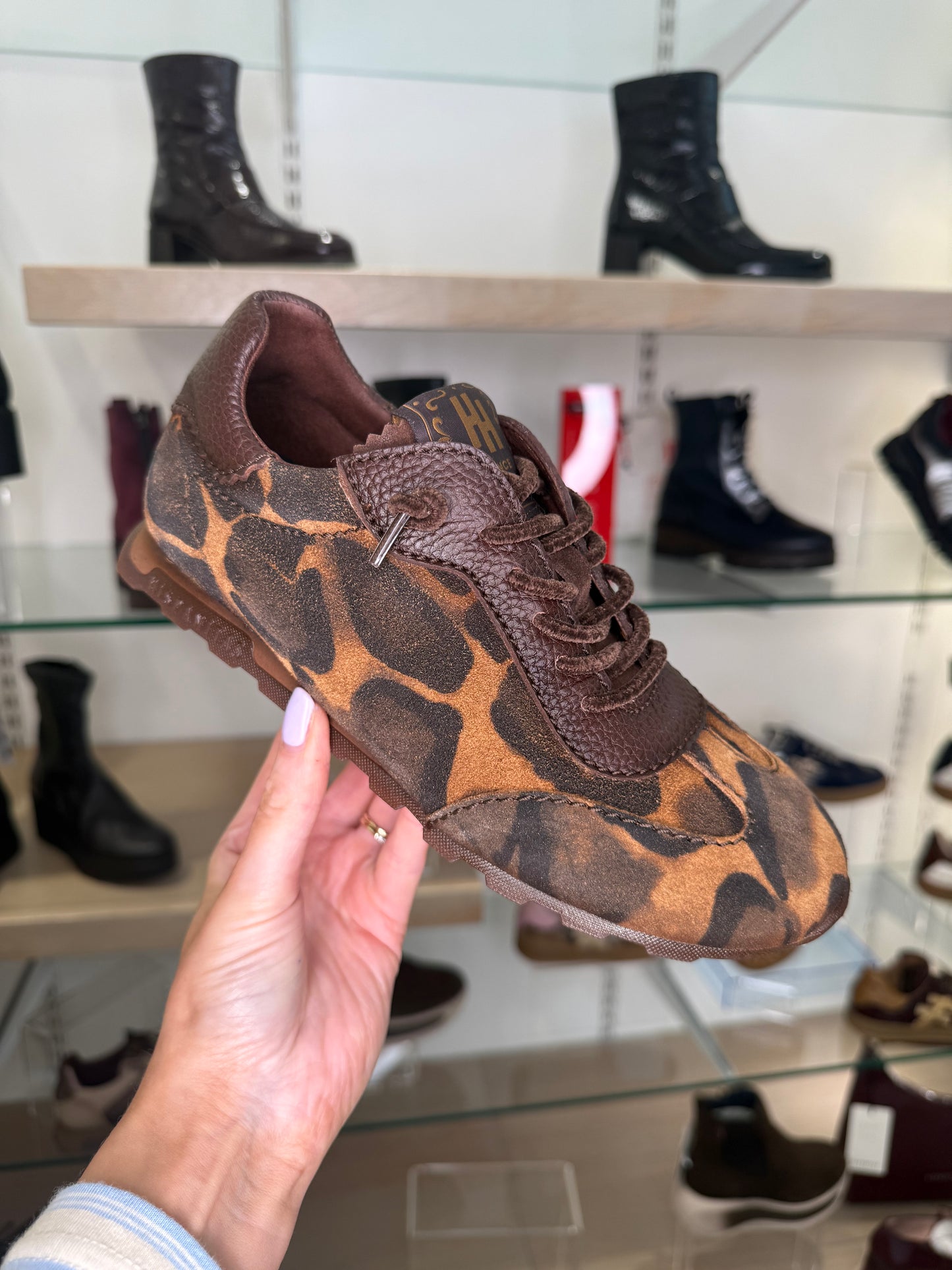 Hispanitas - Rich Leopard Print Trainer With Brown Leather Trim