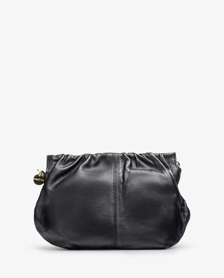 Unisa - Black Leather Handbag With Gold Chain