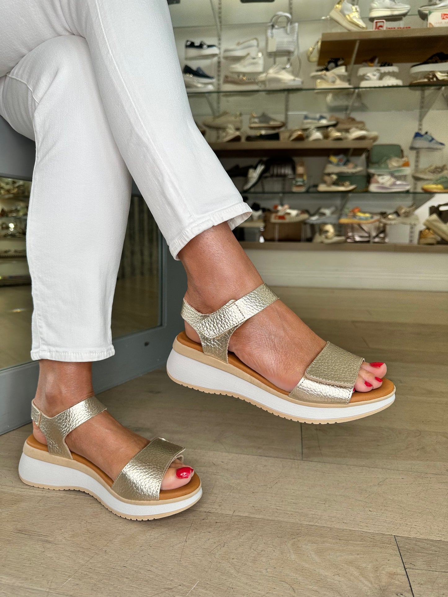 Oh My Sandals - Gold Double Velcro Sandal
