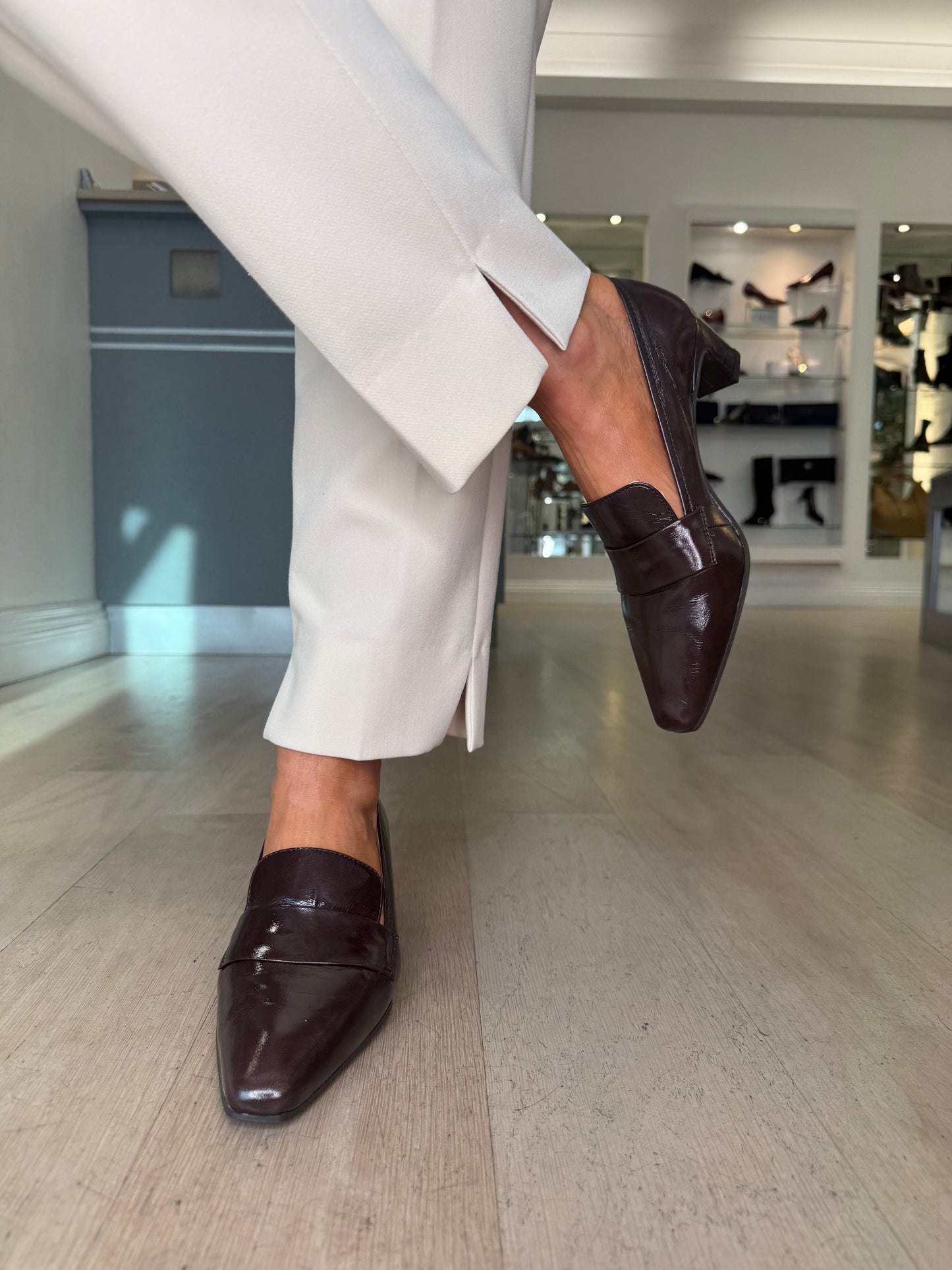 Unisa - Rich Brown Flexy Patent Slip On Shoe