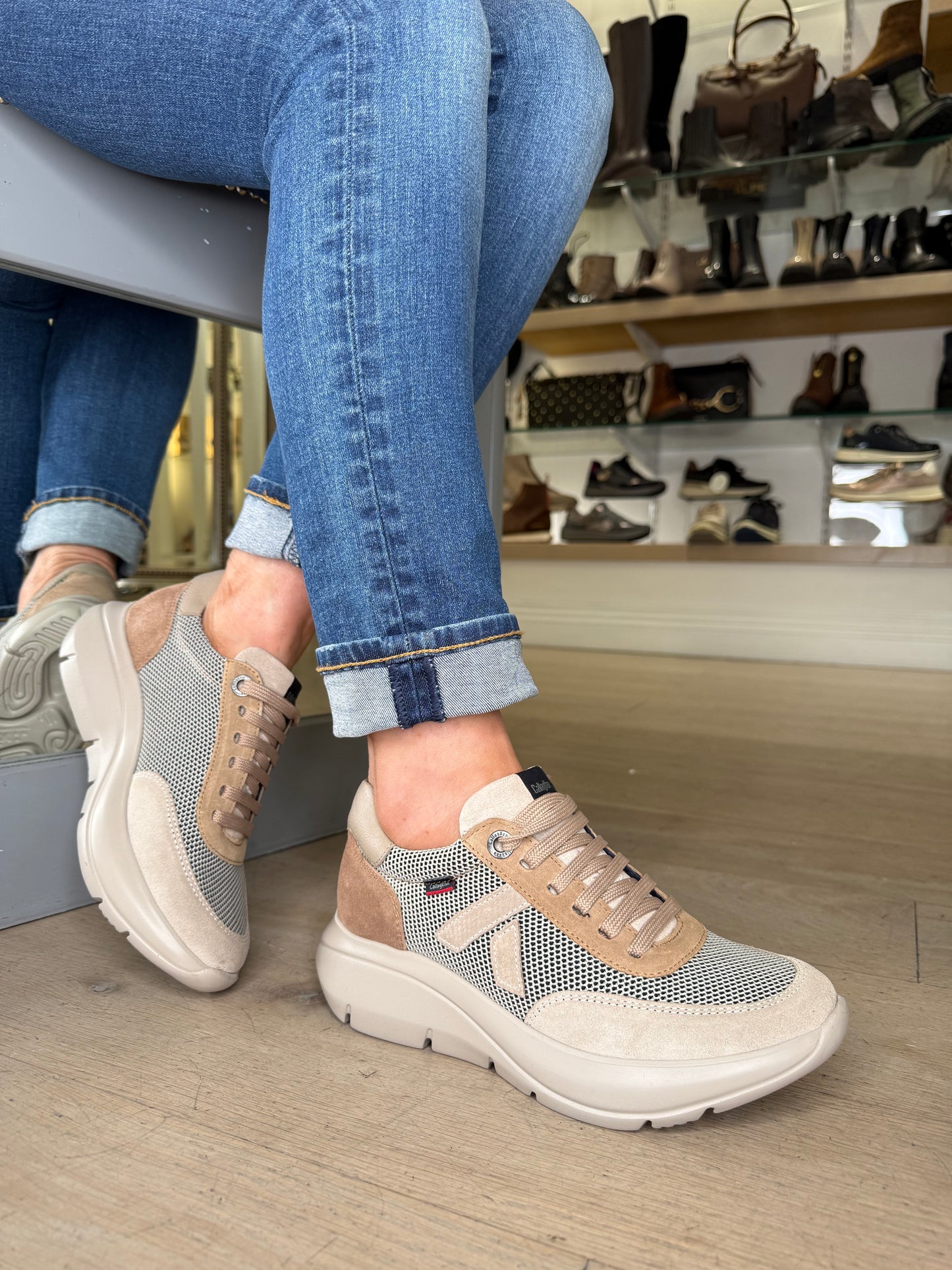 Callaghan - Soft Brown/ Beige Suede Chunky Sole Trainer