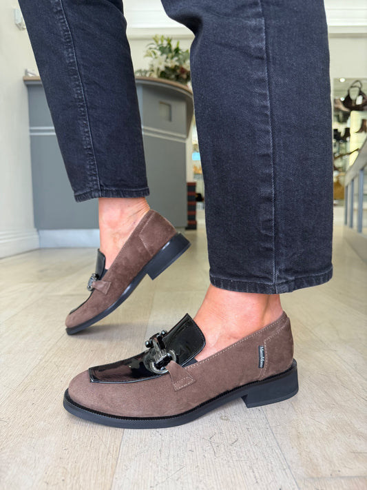 Marco Moreo - Brown Suede & Black Patent Slip On Loafer