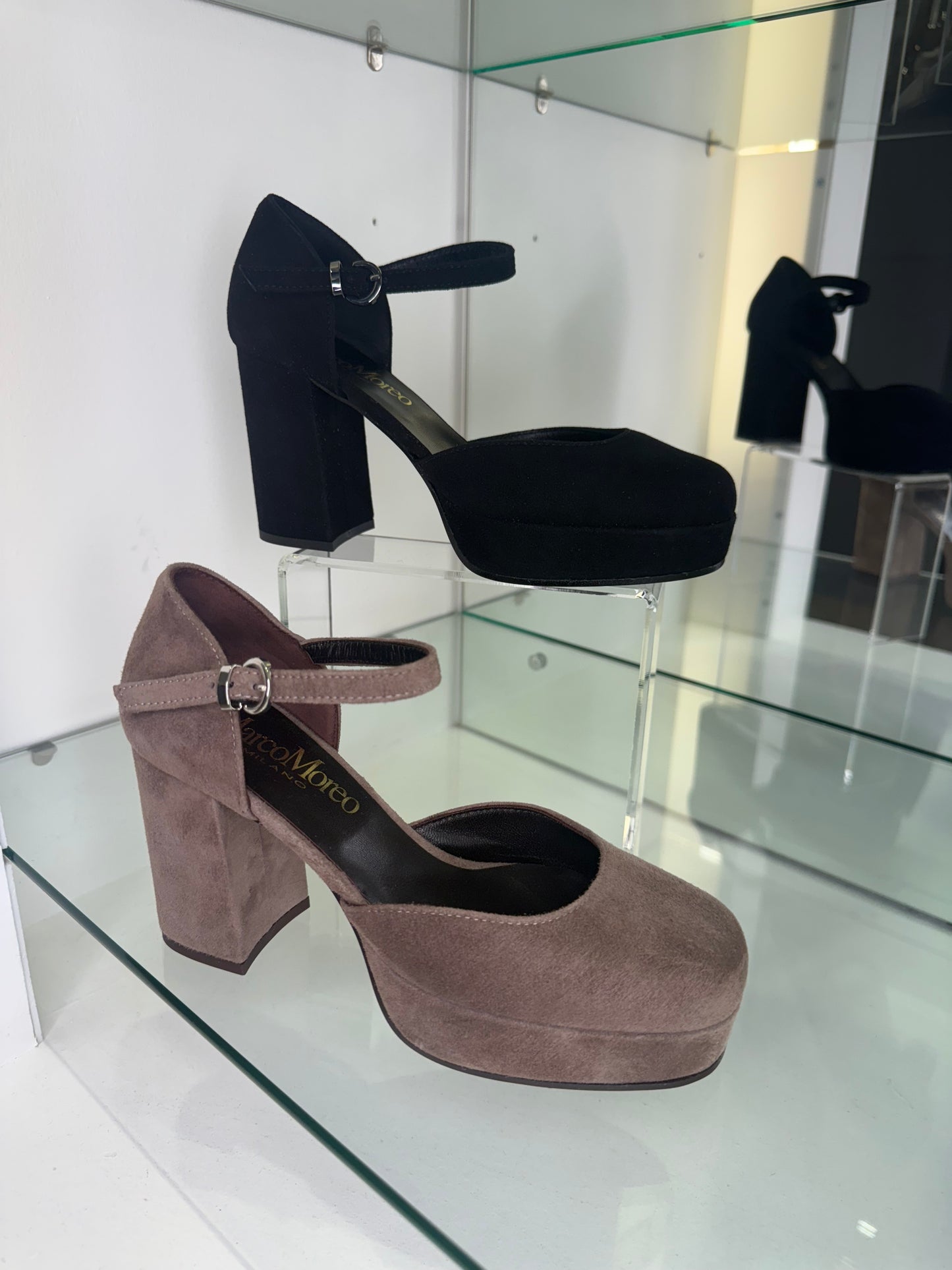 Marco Moreo - Nicole Mink Suede Block Heel Mary Jane Shoe