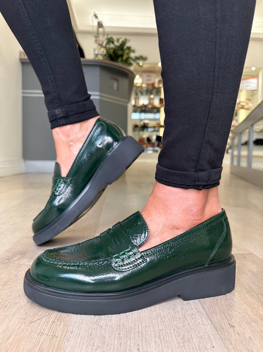 Unisa -  Forest Green Patent Leather Loafer