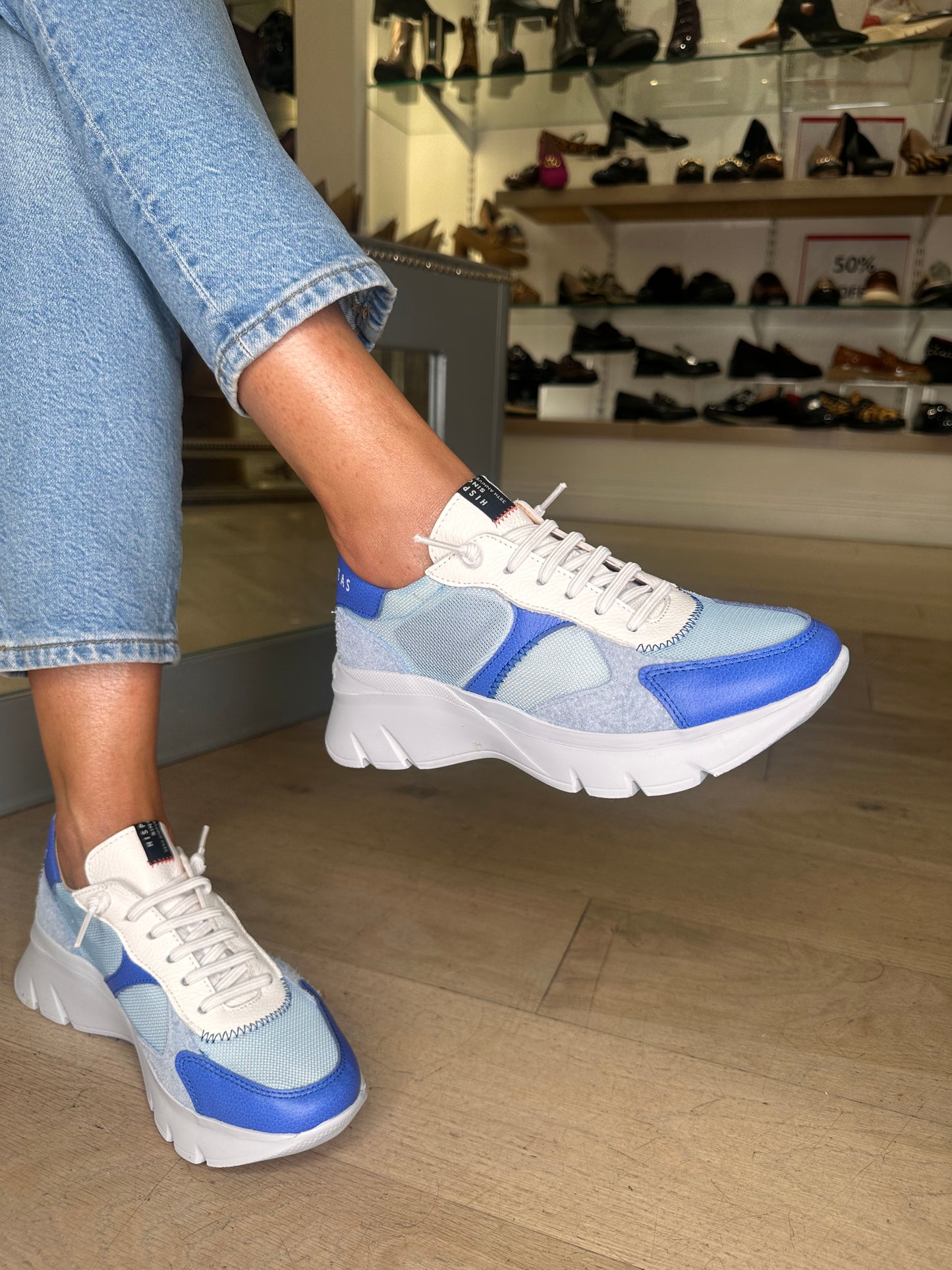 Hispanitas -Blue & White Mix Pull On Mesh Trainer