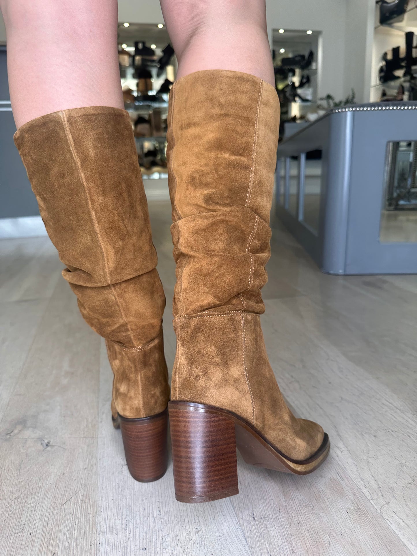 Alpe - Rich Tan Ruched Long Boot