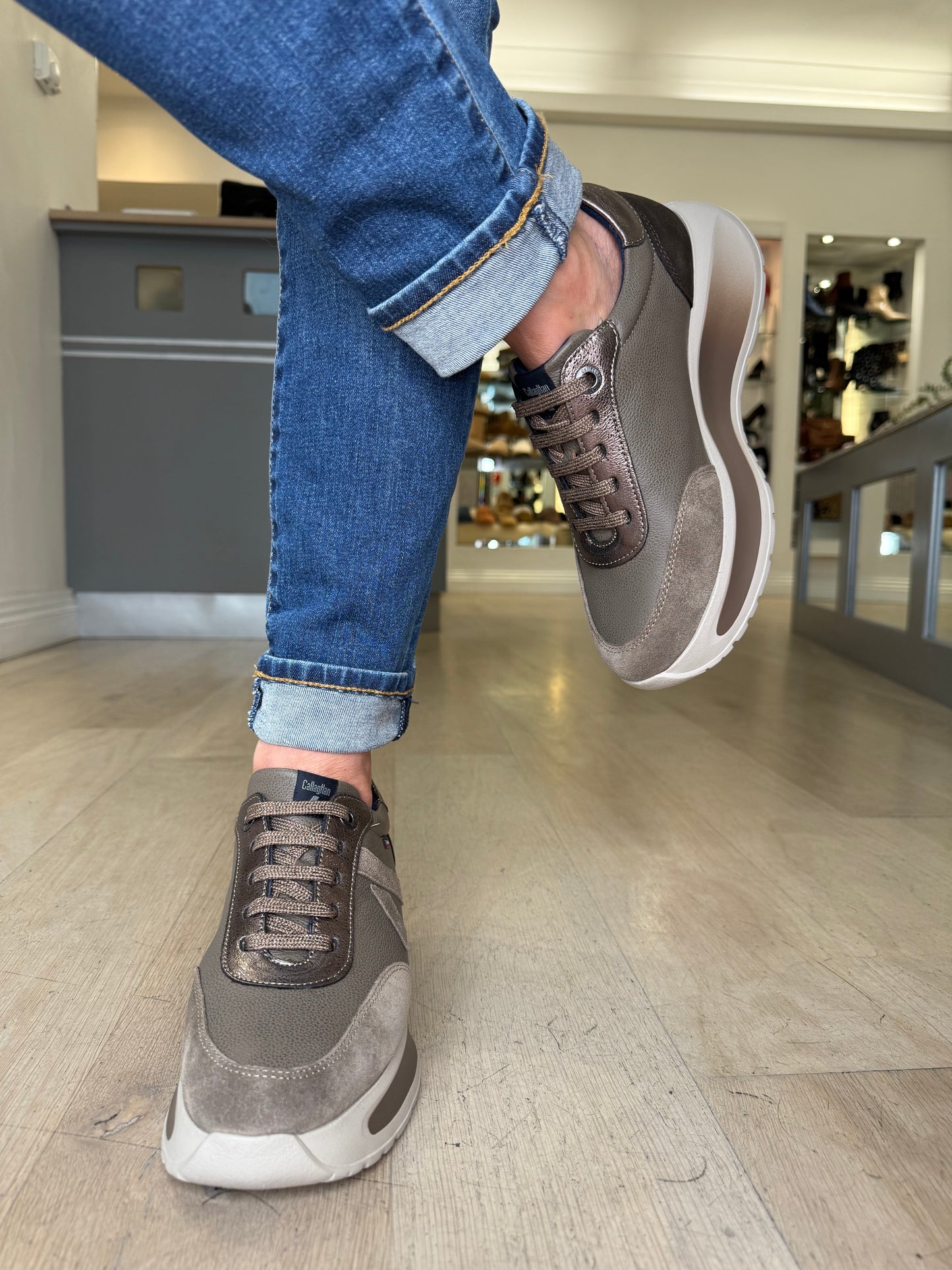 Callaghan - Brown Mix Lace Up Chunky Sole Trainer