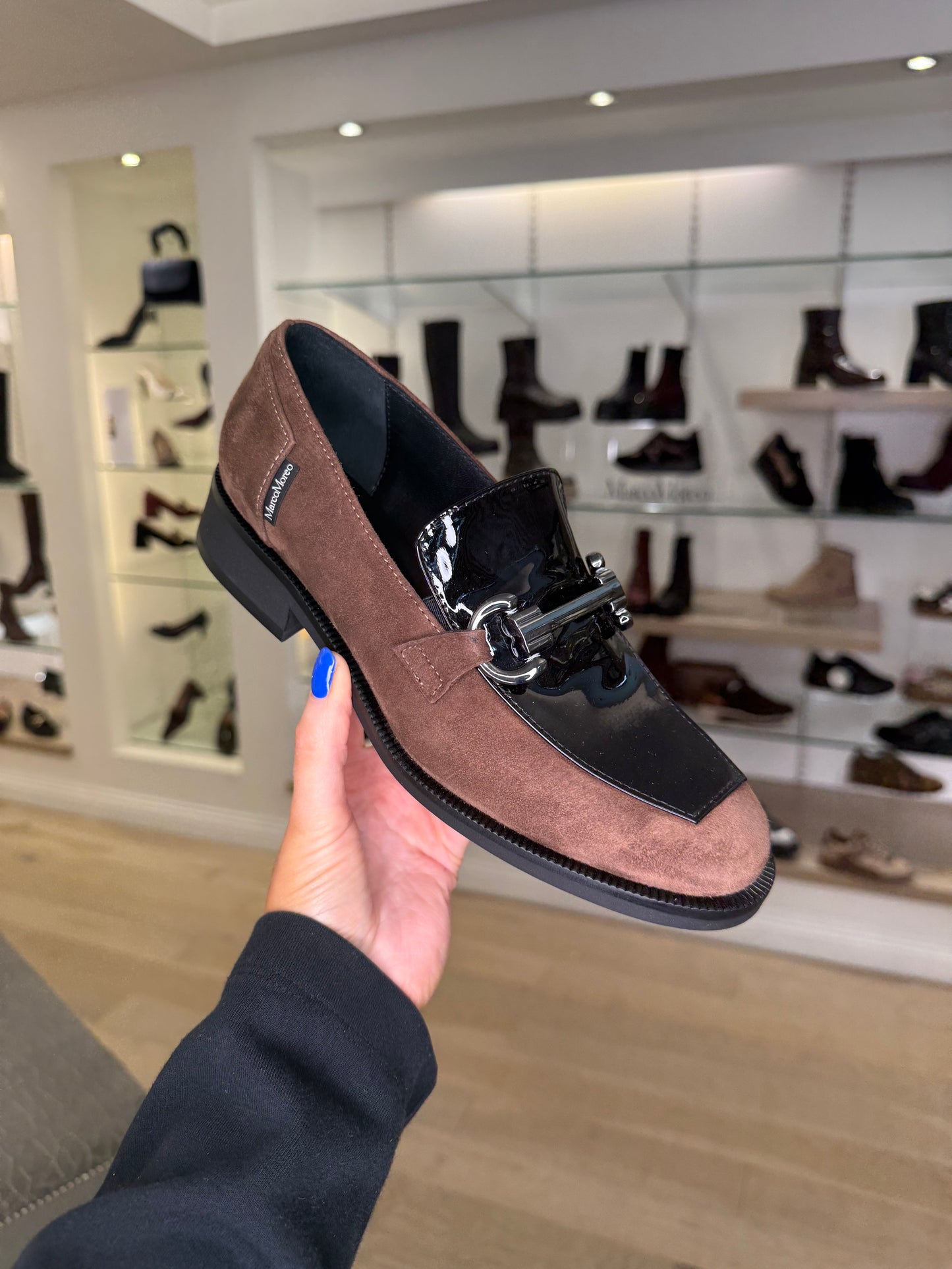 Marco Moreo - Brown Suede & Black Patent Slip On Loafer