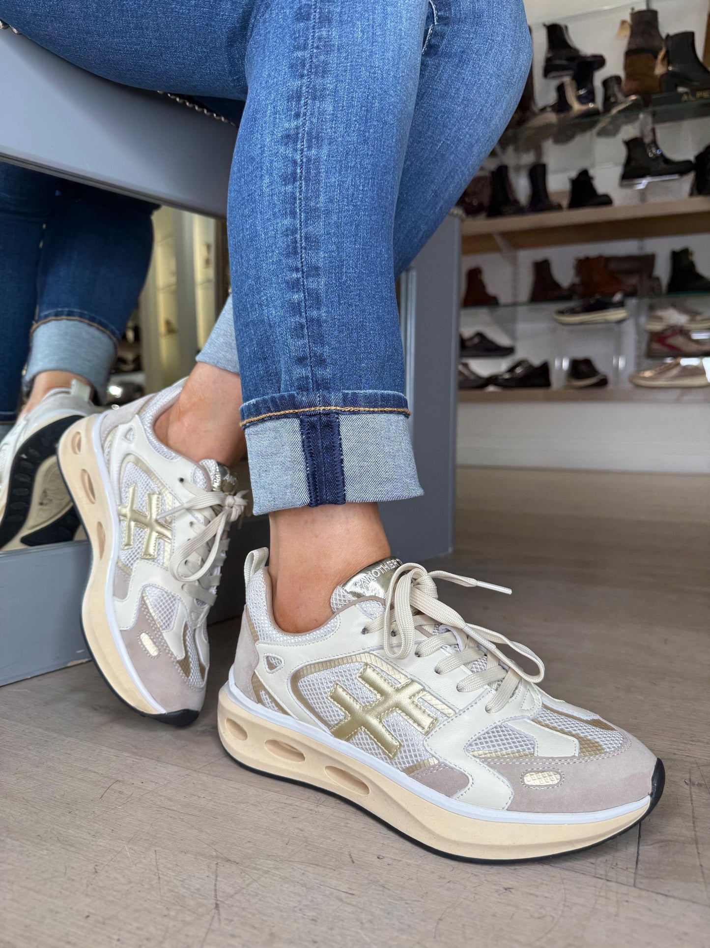 Another Trend - Cream & Beige Mix Sporty Sole Trainer