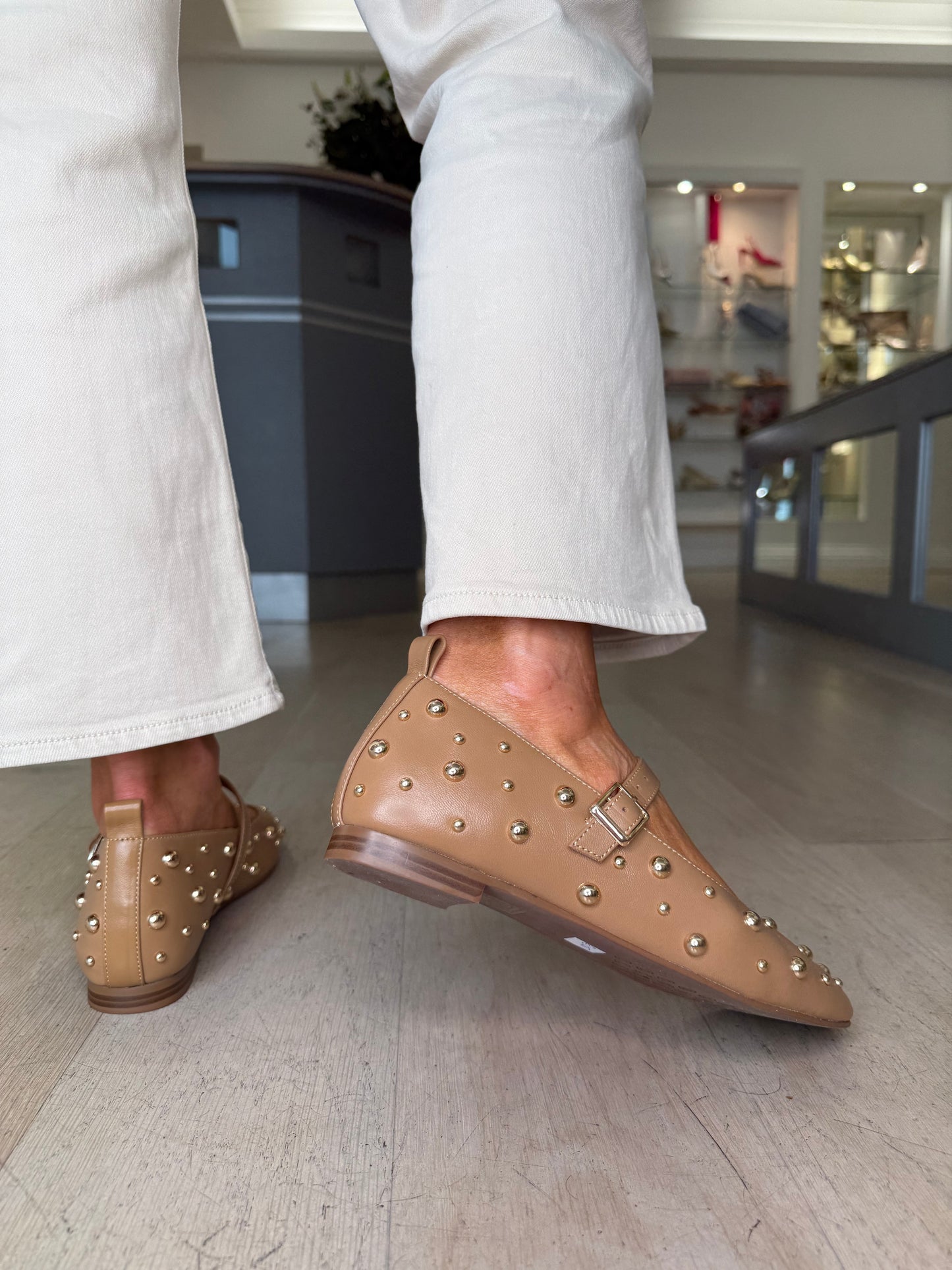 Pedro Anton (By Marian) - Rich Camel Gold Stud Mary Jane Pomp