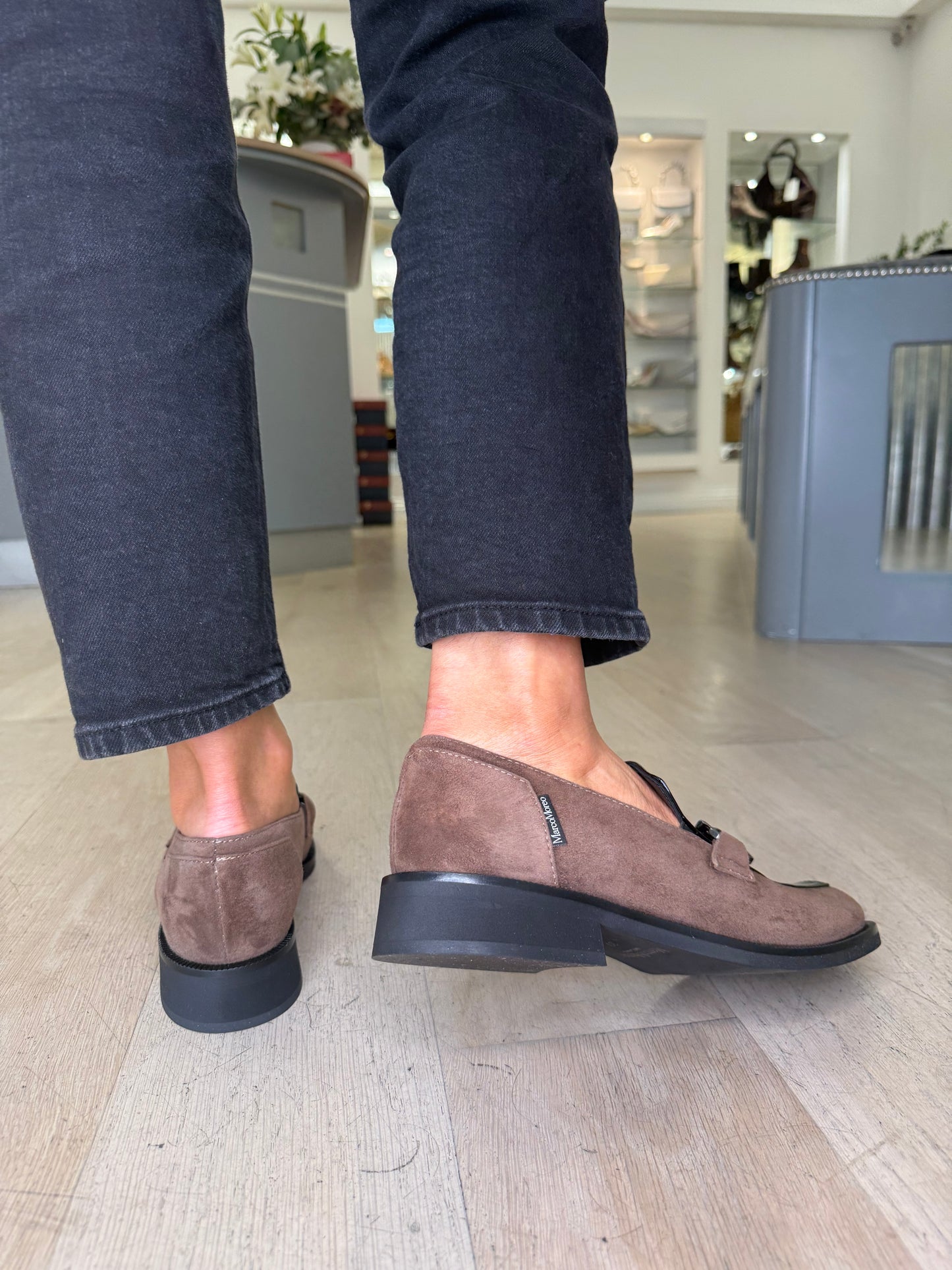 Marco Moreo - Brown Suede & Black Patent Slip On Loafer