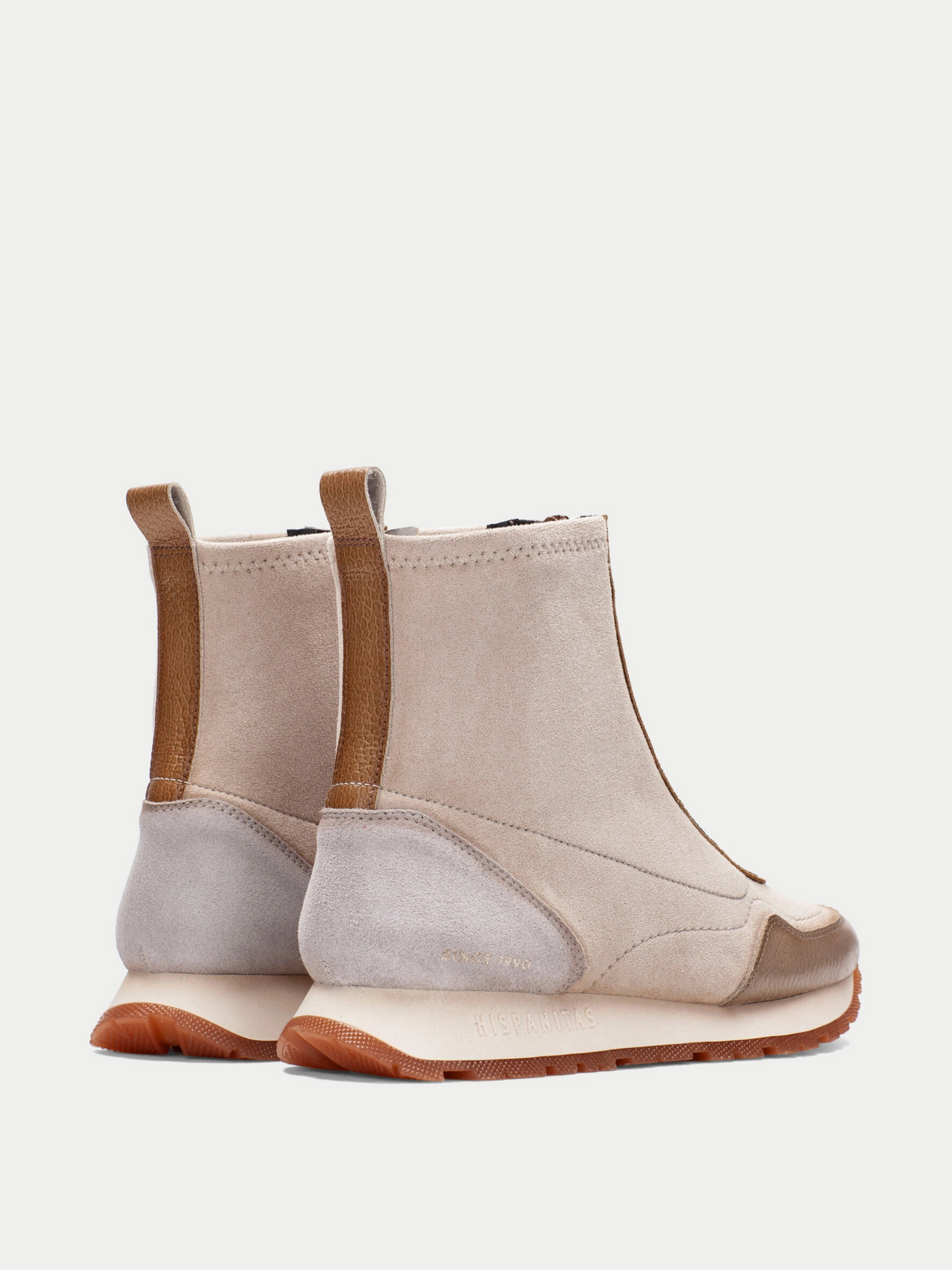 Hispanitas - Taupe Leather/ Cream Suede & Bronze Mix Sporty Zip Up Boot