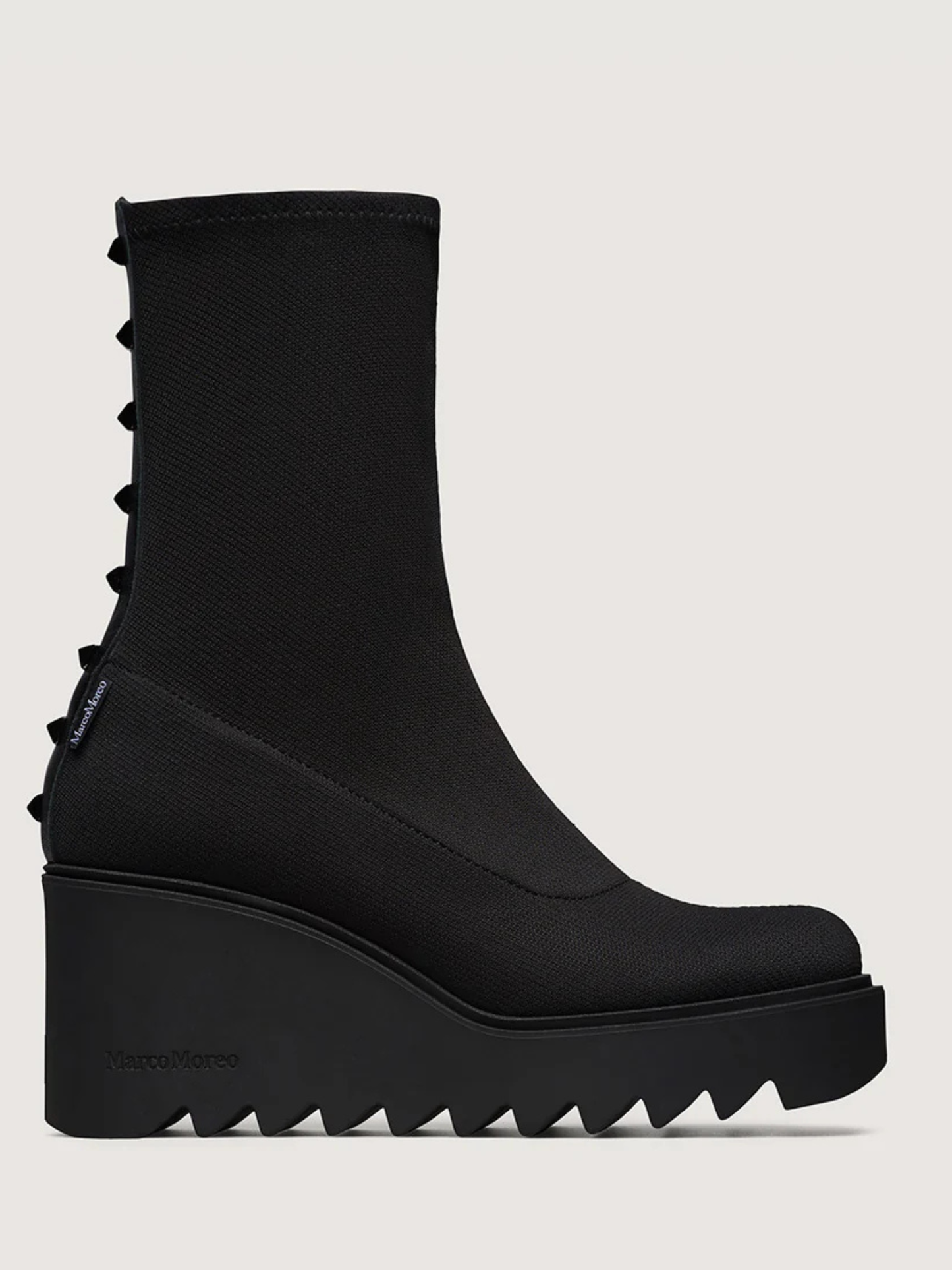 Marco Moreo - Black Fabric Wedge Boot With Stud Trim