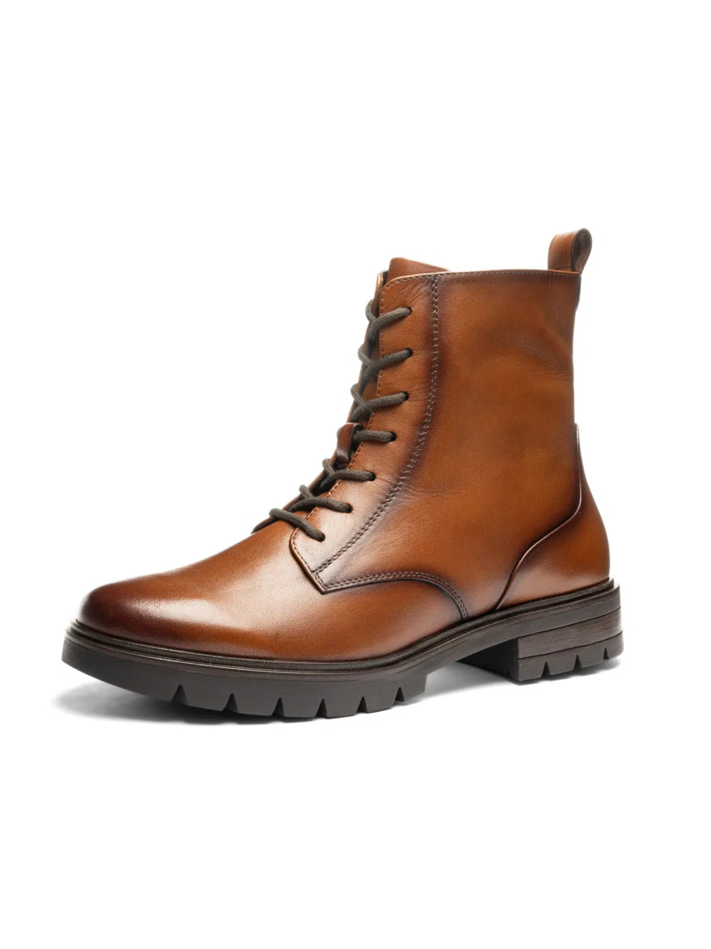 Ara -  Rich Tan Lace Up Leather Boot with Rugged Sole