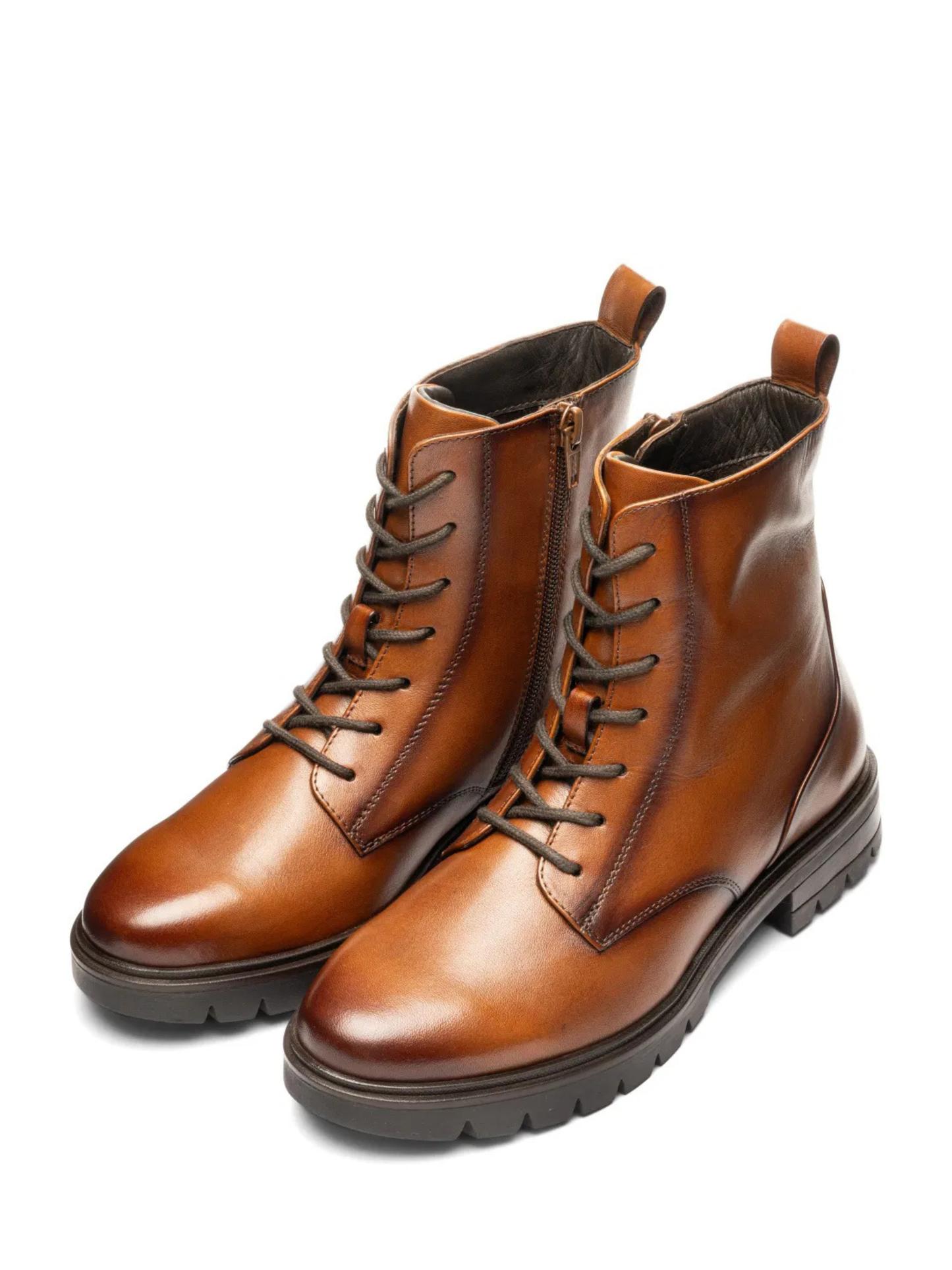 Ara -  Rich Tan Lace Up Leather Boot with Rugged Sole