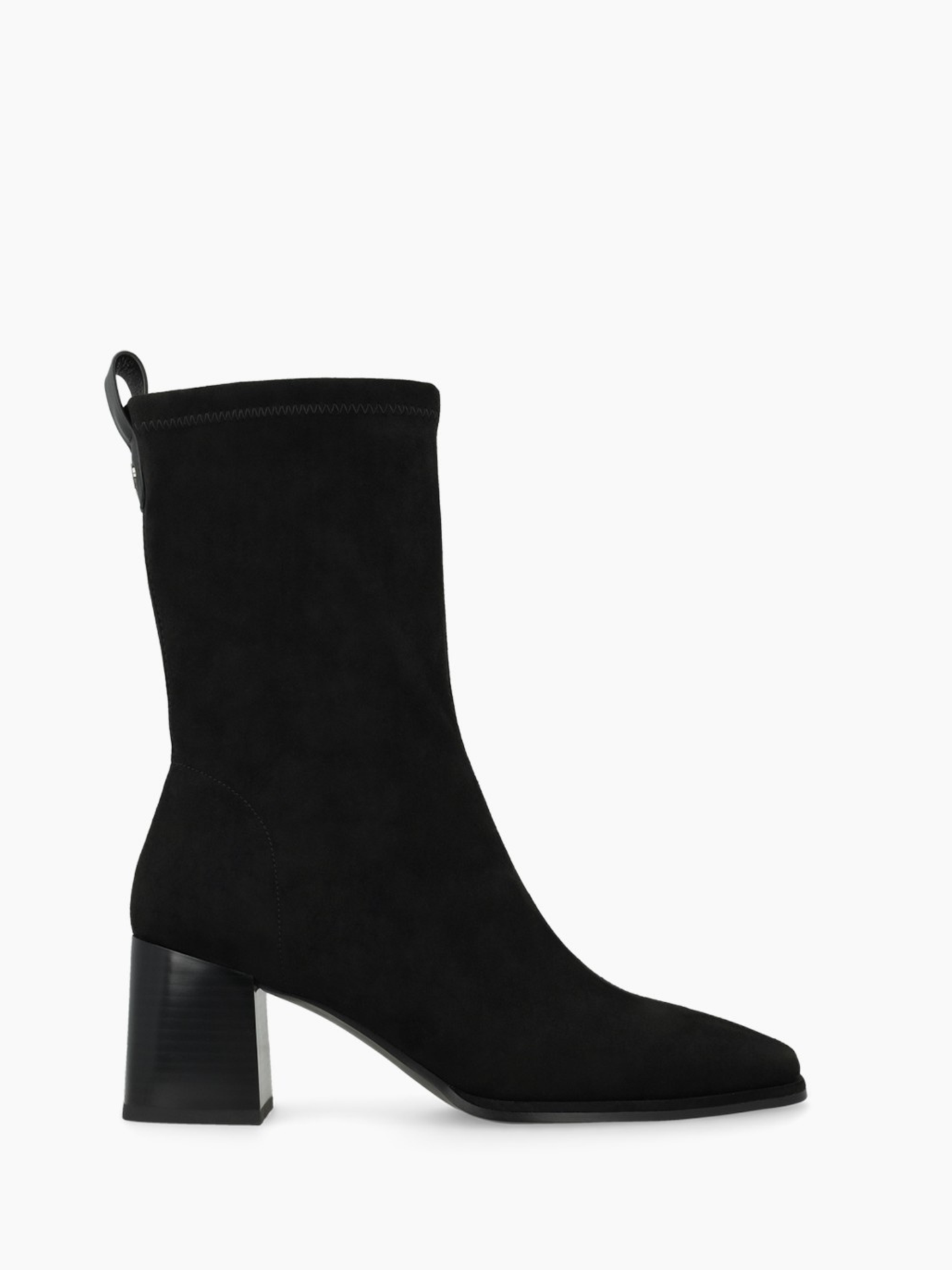 Lodi -Black Suede Block Heel Sock Boot