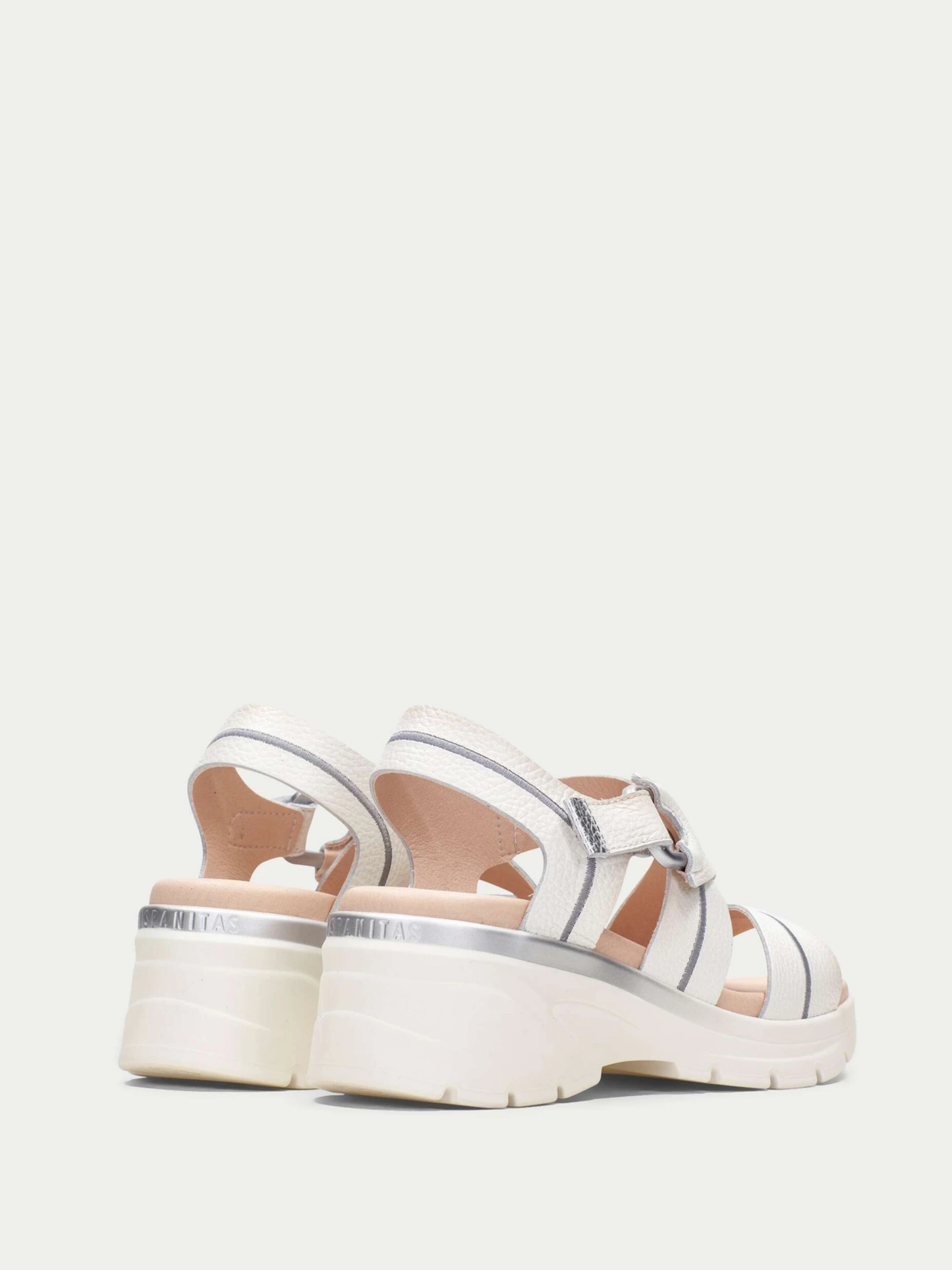 Hispanitas - Hispanitas White Crisscross Leather Sporty Platform Sandals With Silver Trim
